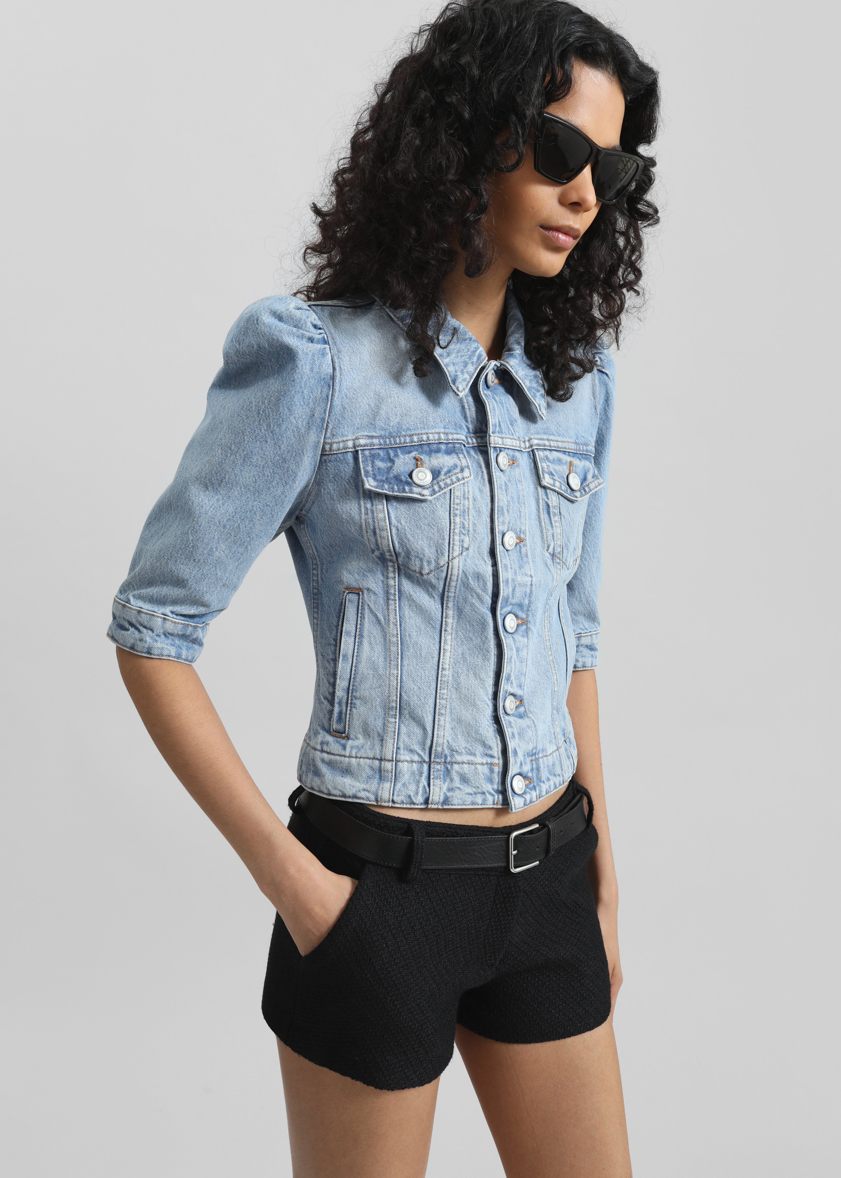 Coperni Slim-Fit Cropped Denim Jacket - Blue - 3