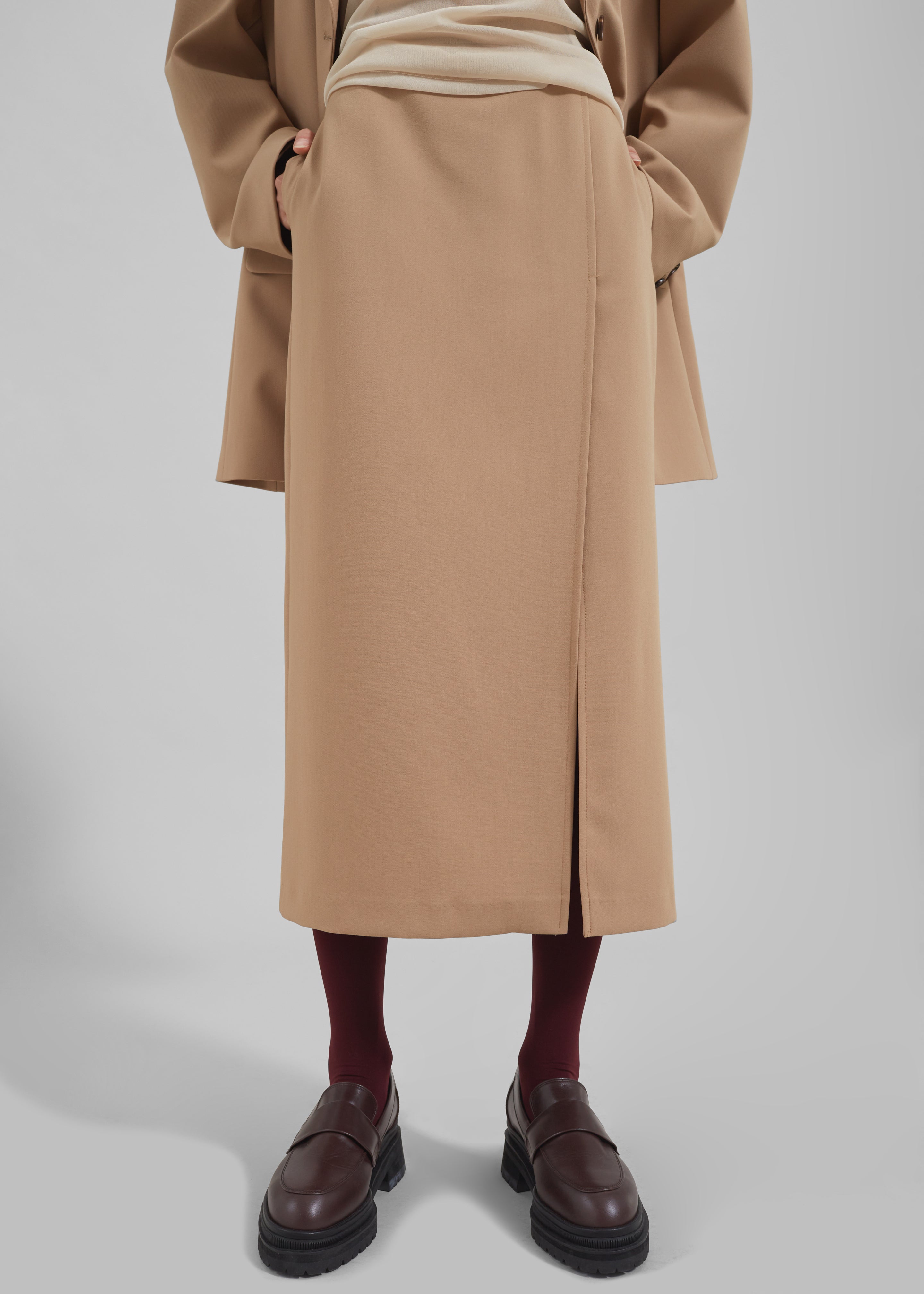 Cordelia Midi Slit Skirt - Camel - 5