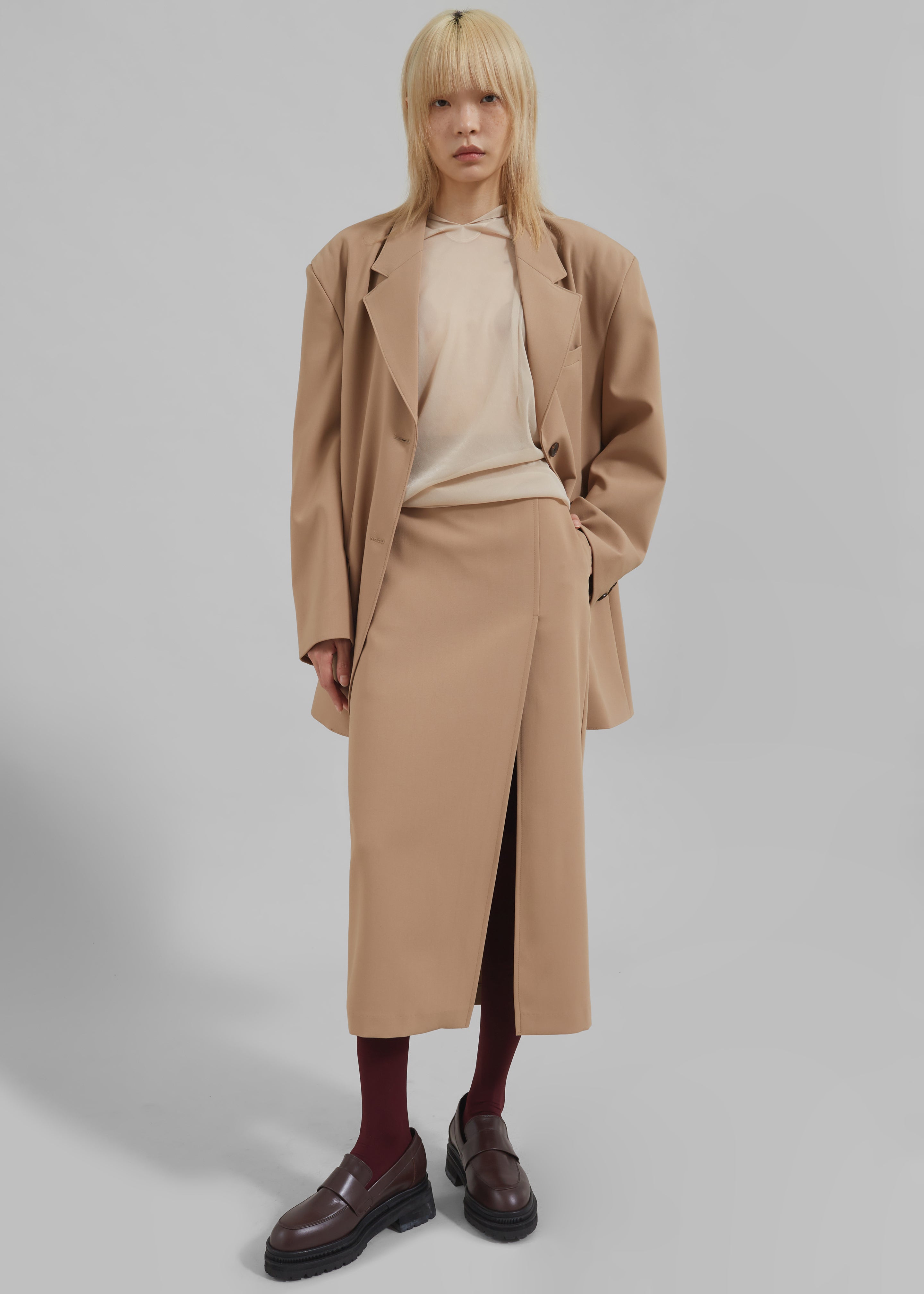 Cordelia Midi Slit Skirt - Camel - 4