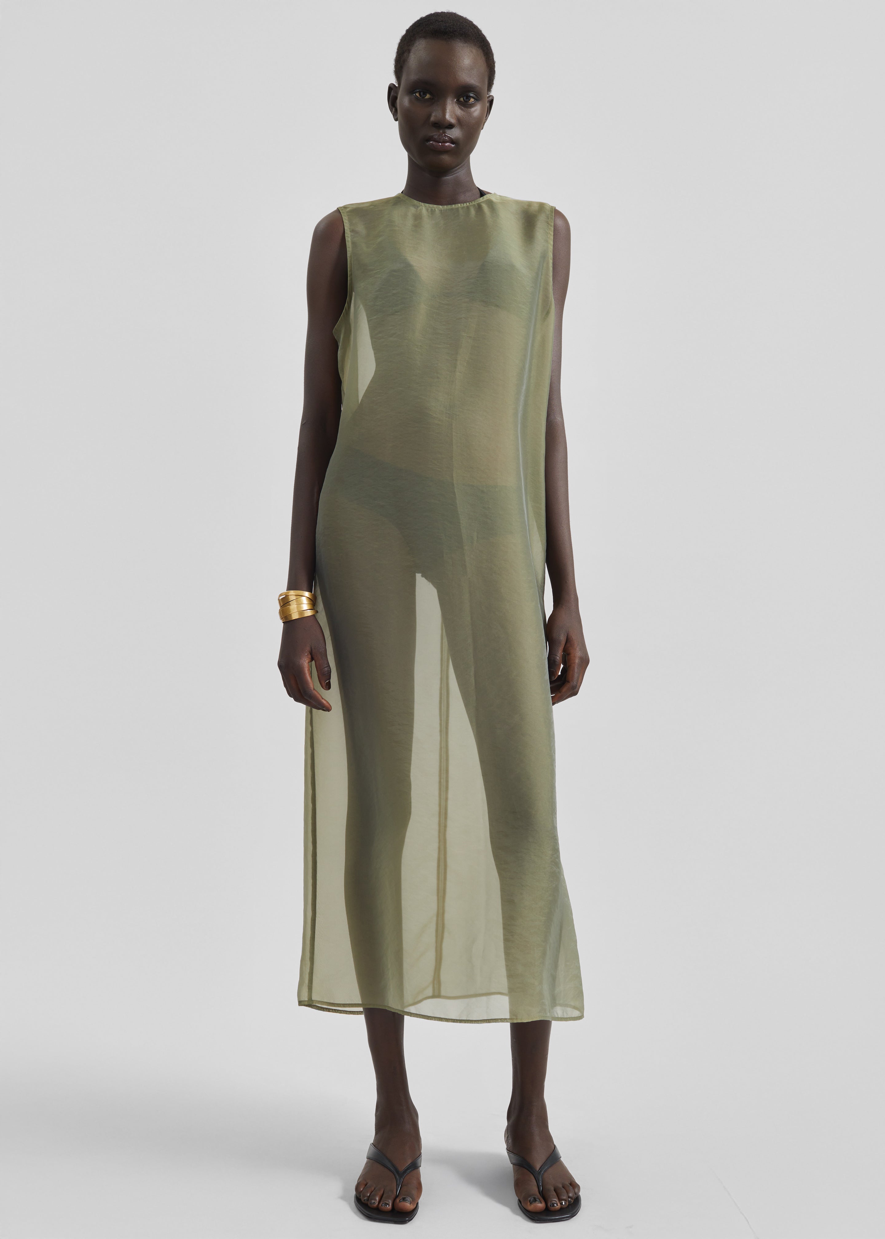 Corindi Sheer Organza Dress - Olive - 4