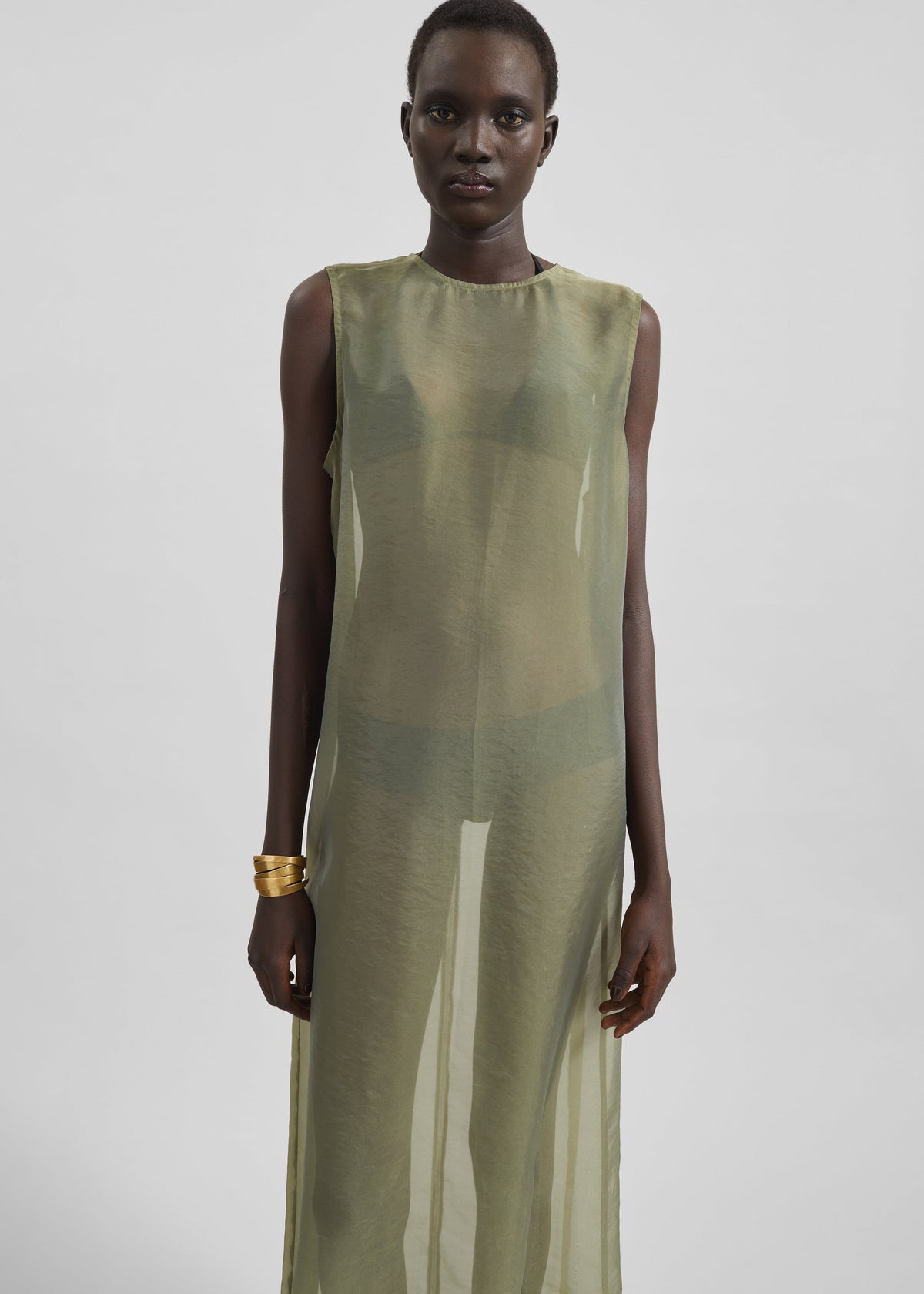 Corindi Sheer Organza Dress - Olive - 2