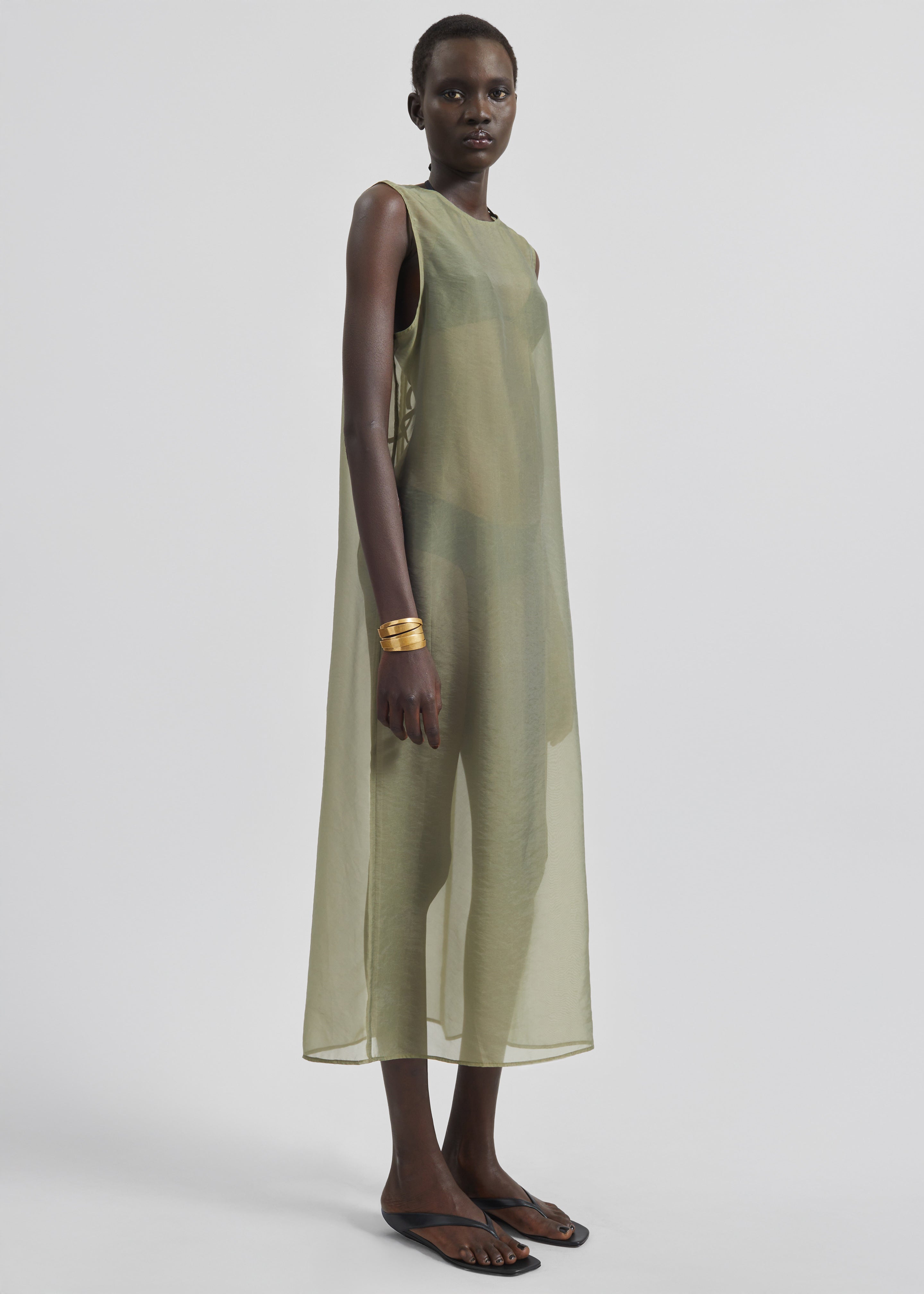 Corindi Sheer Organza Dress - Olive - 7