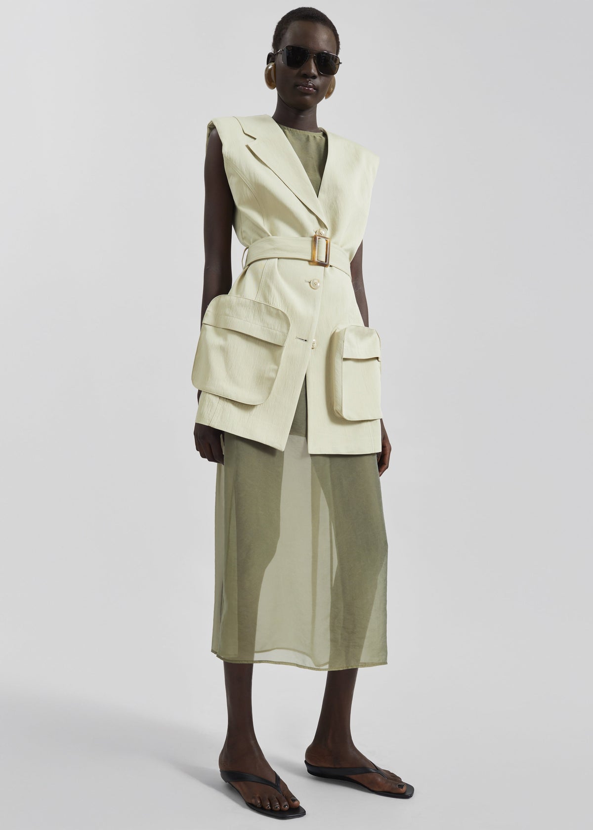 Corindi Sheer Organza Dress - Olive - 3