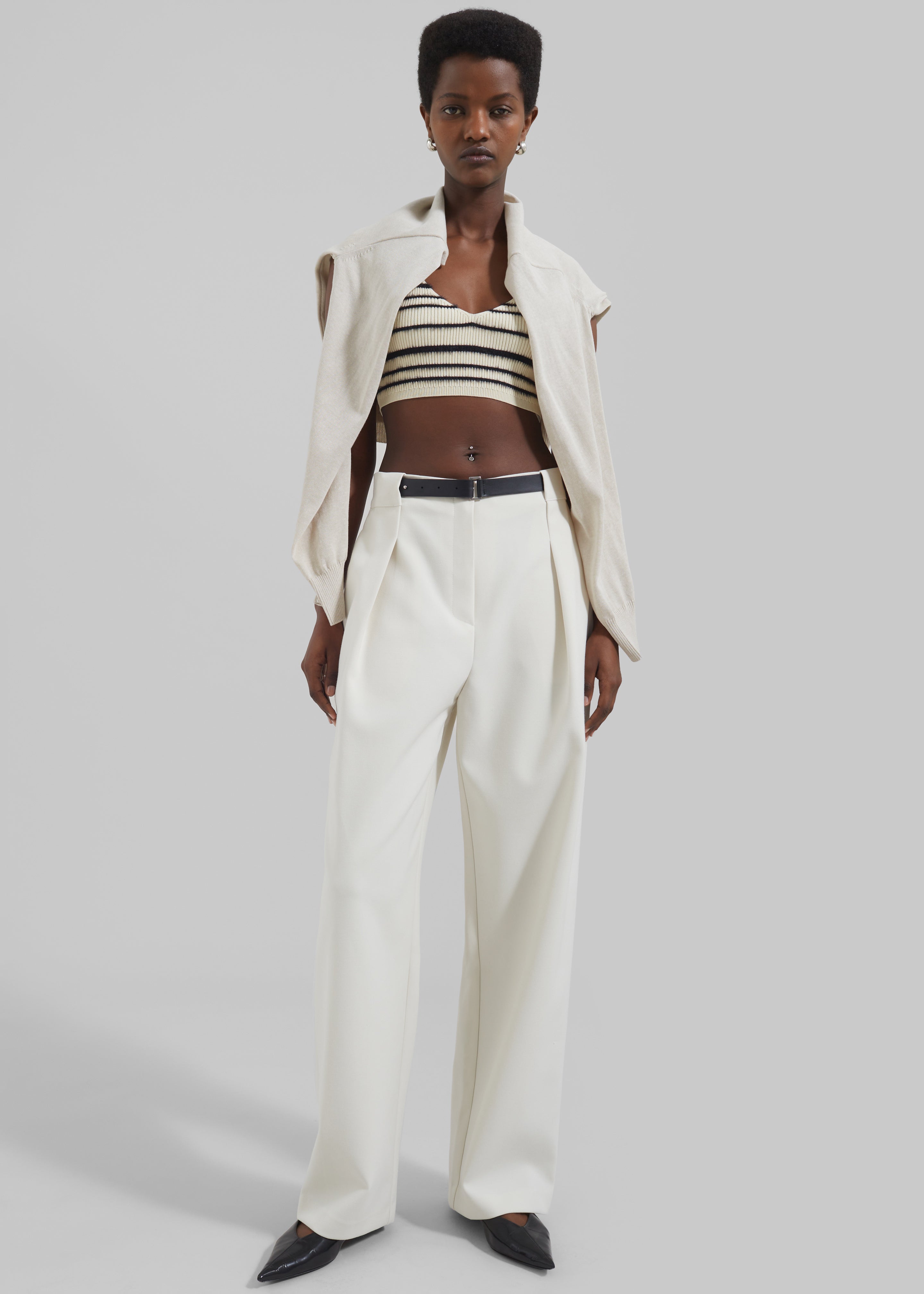 Corinne Belted Pants - Cream - 5