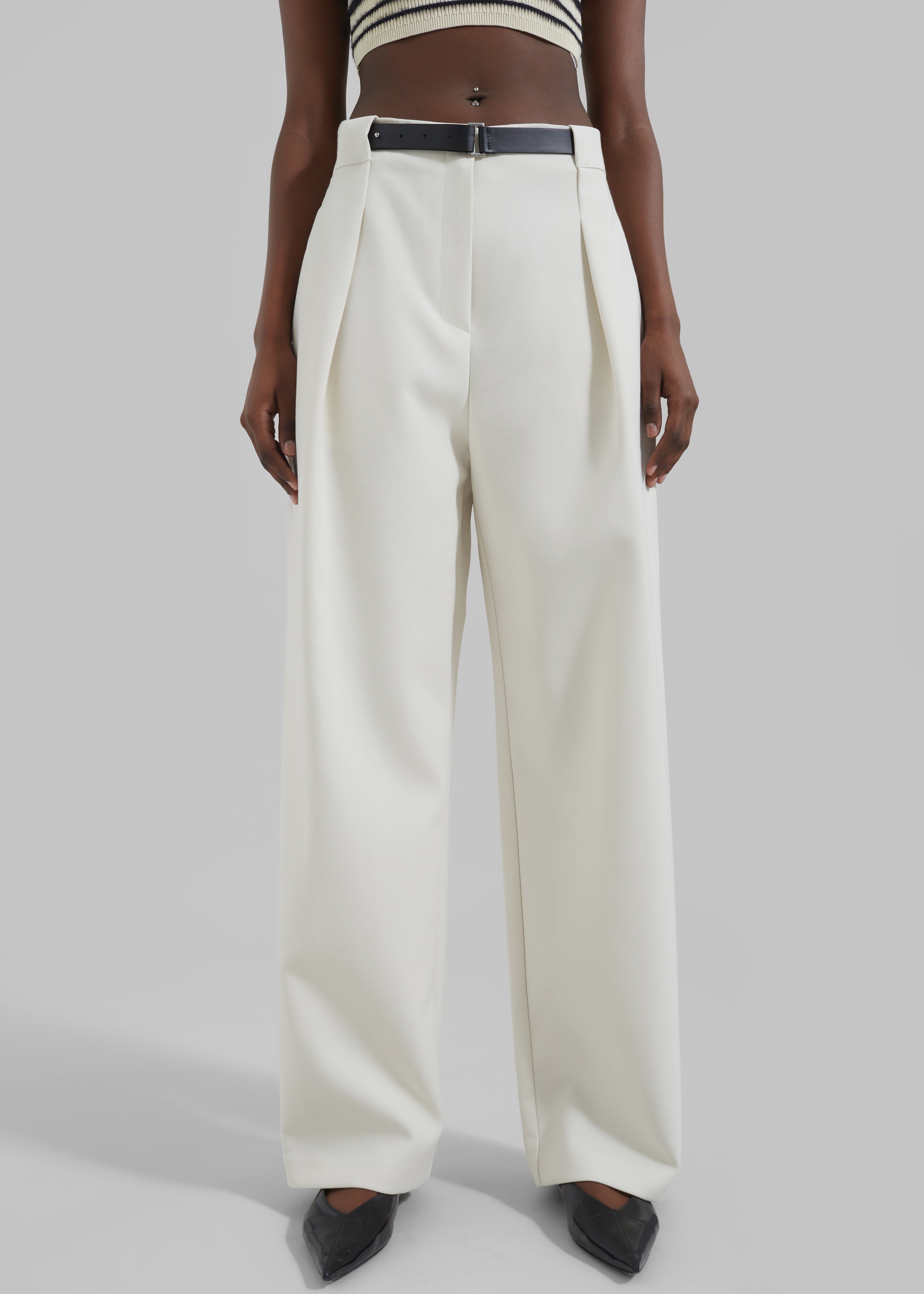 Corinne Belted Pants - Cream - 9