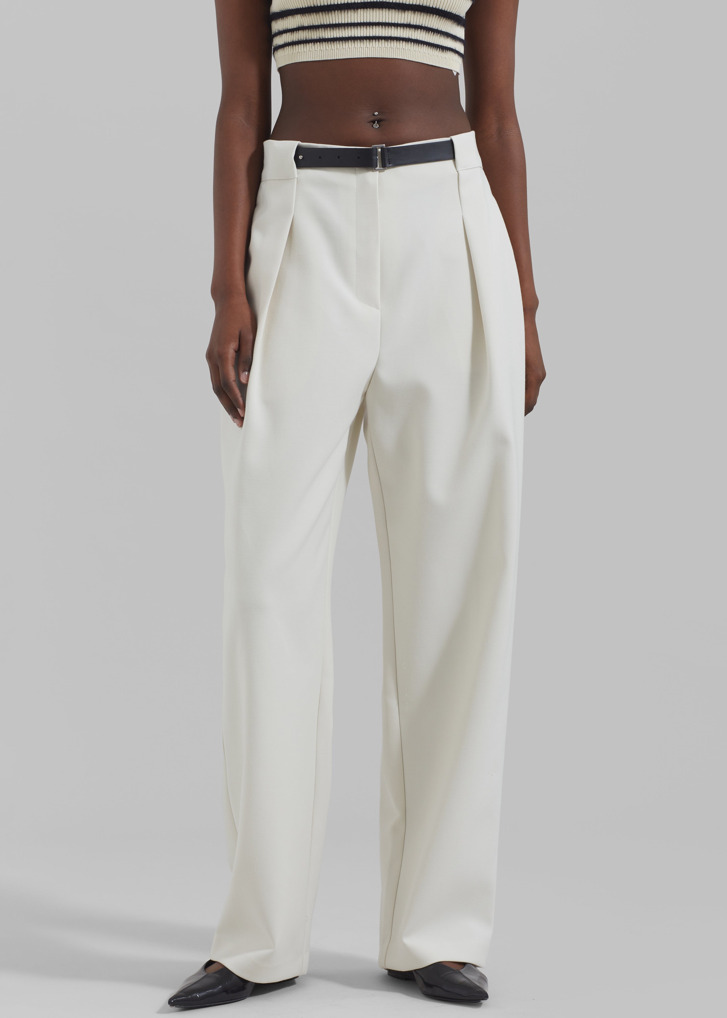 Corinne Belted Pants - Cream - 8