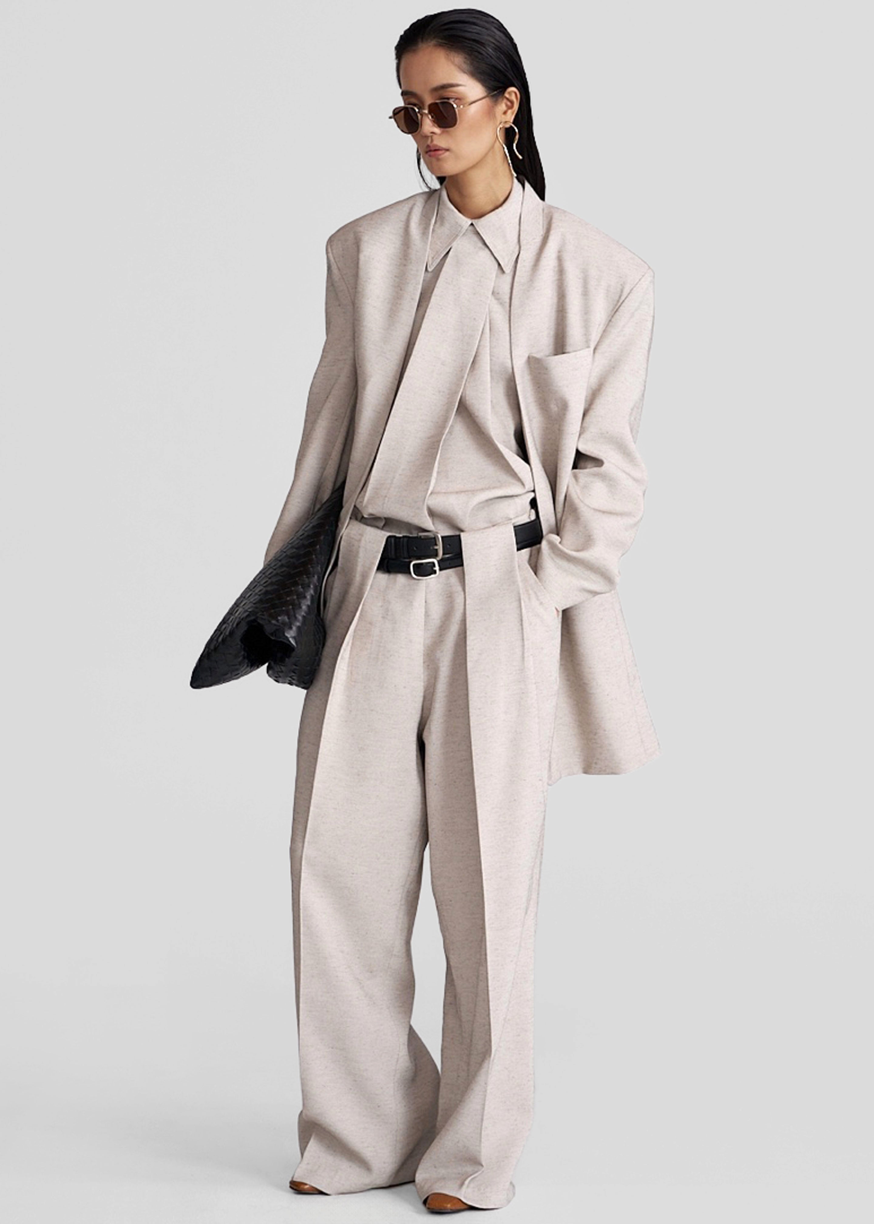 Corsham Pleated Trousers - Beige Melange - 6