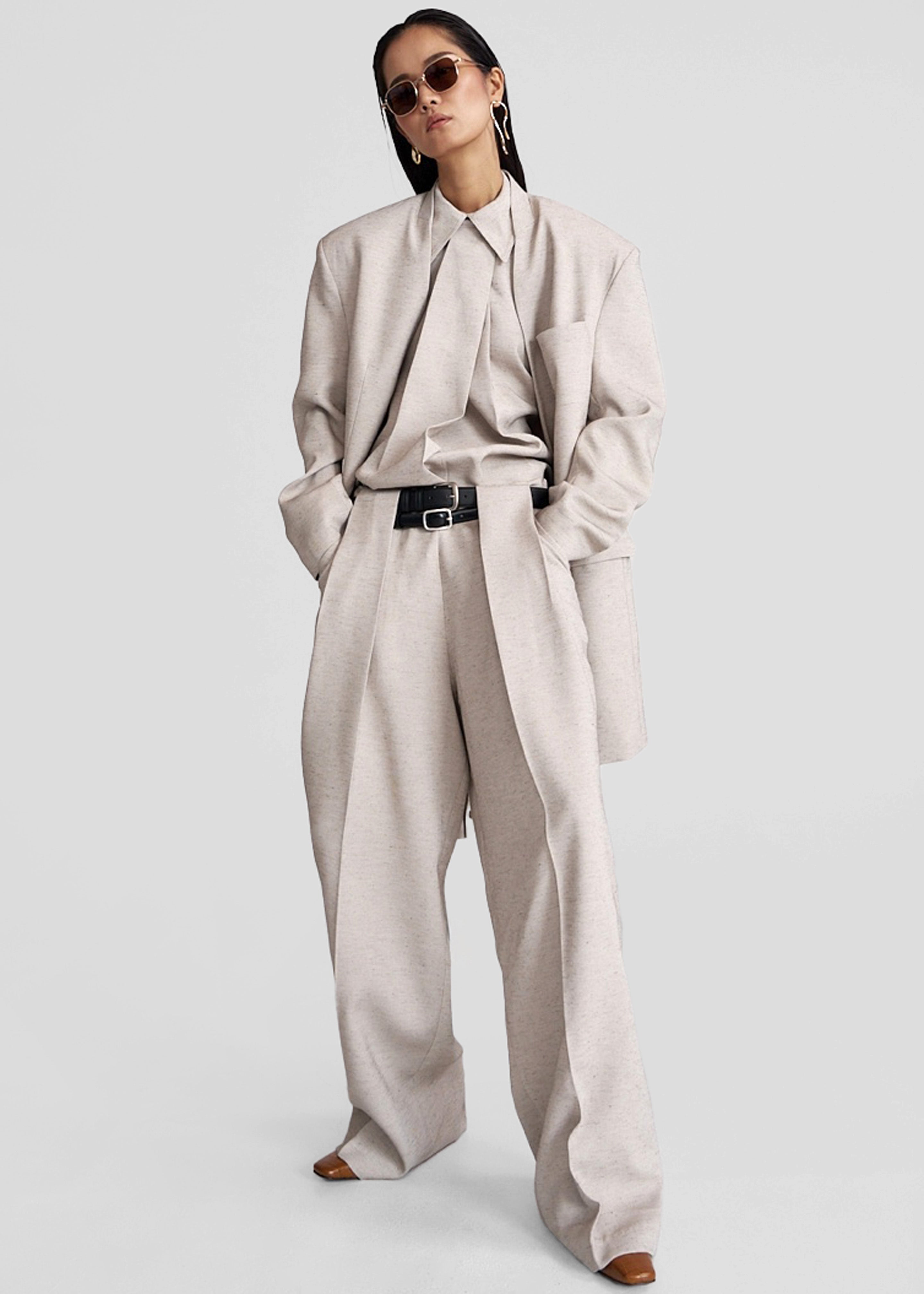 Corsham Pleated Trousers - Beige Melange - 1