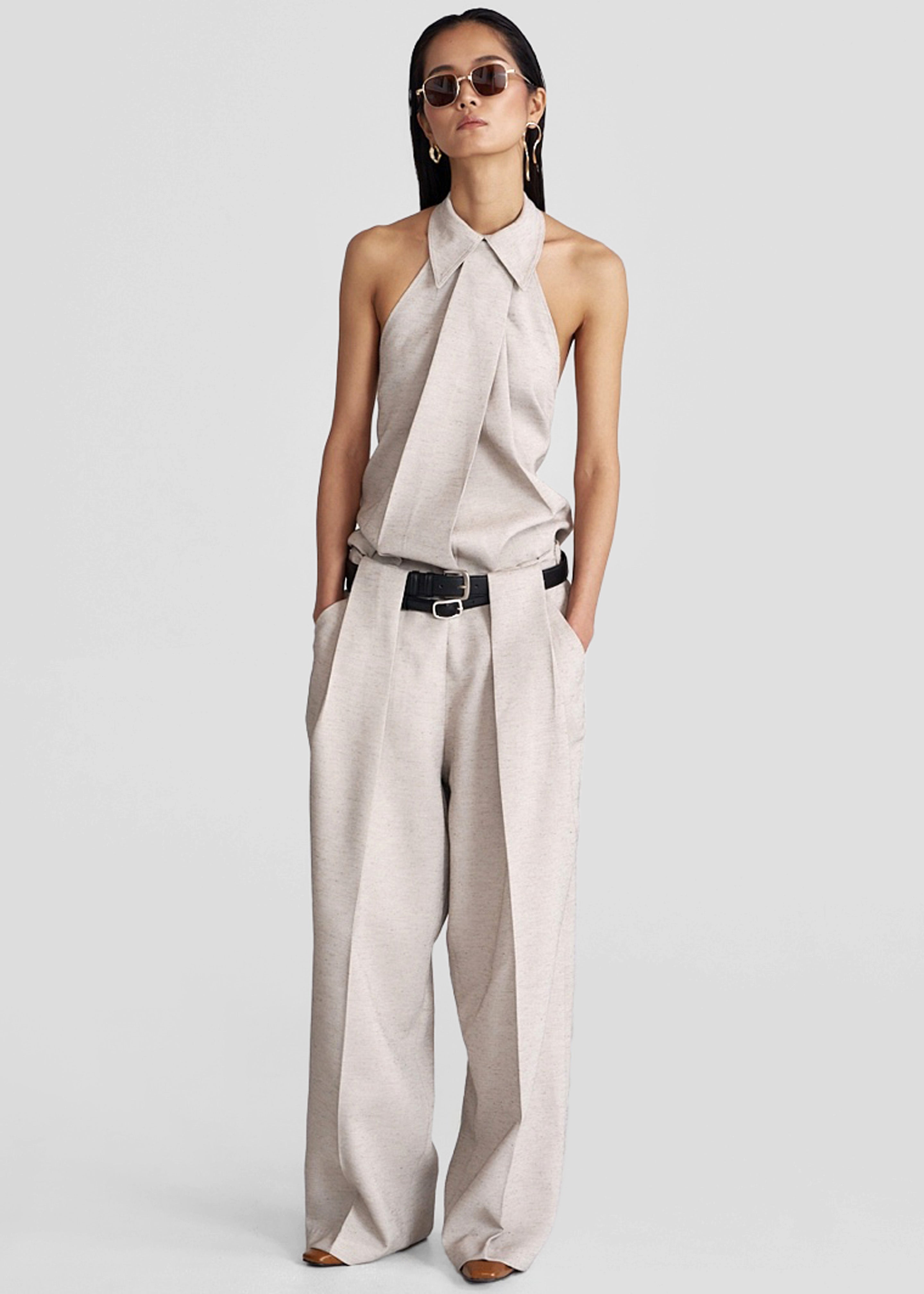 Corsham Pleated Trousers - Beige Melange - 4