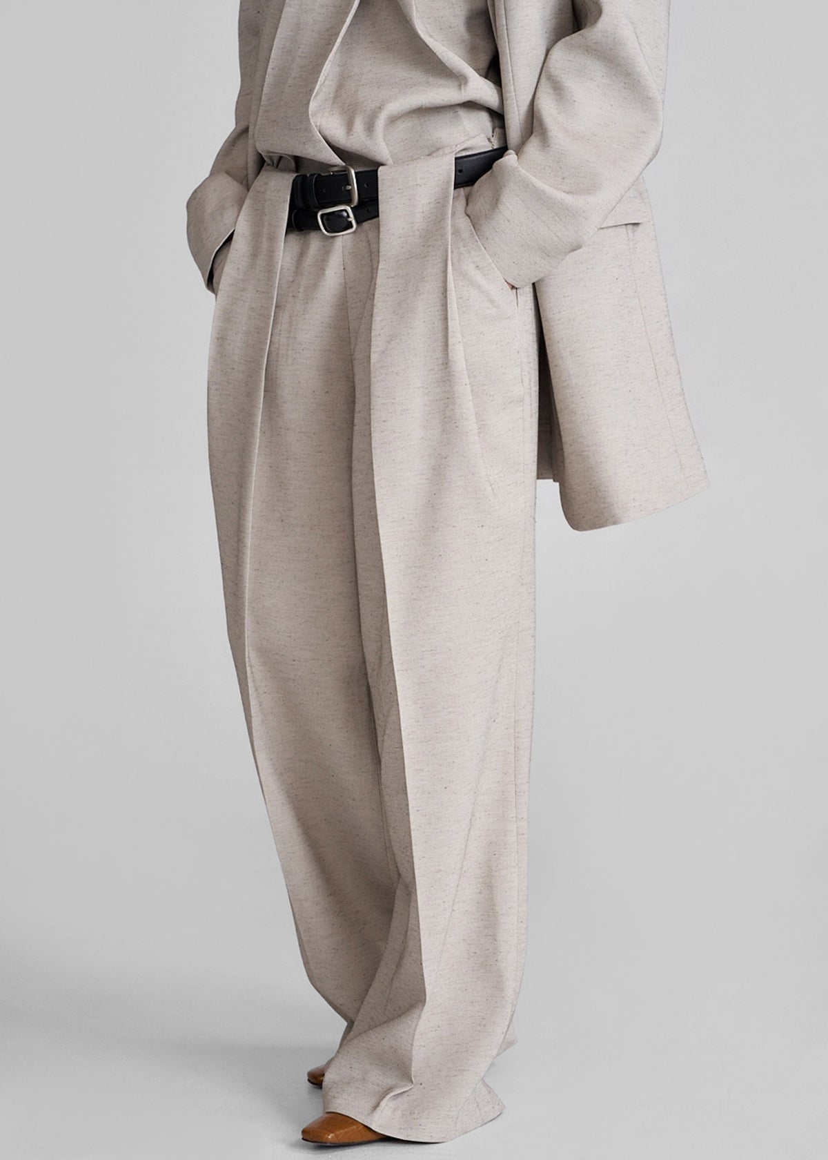 Corsham Pleated Trousers - Beige Melange - 9