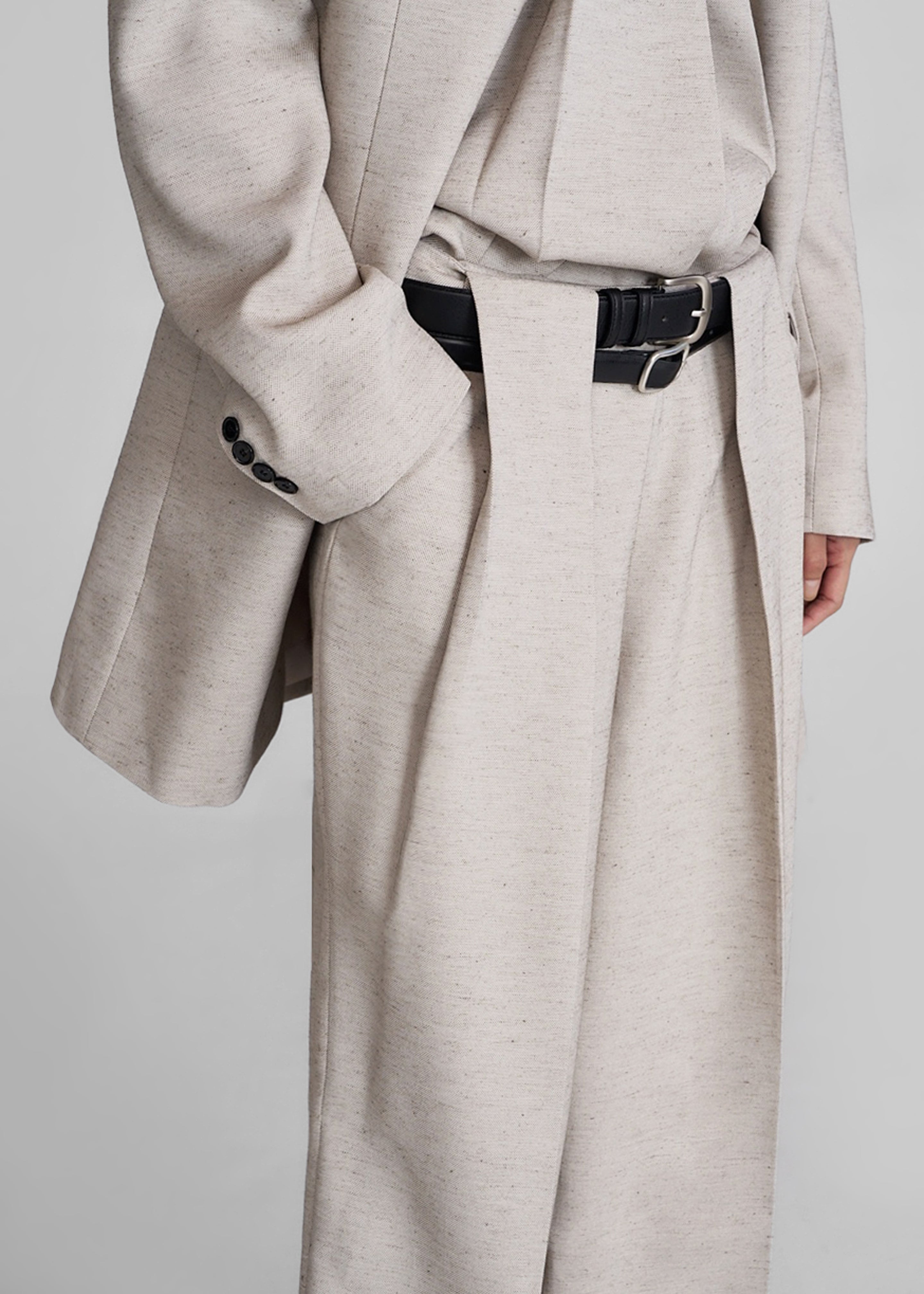 Corsham Pleated Trousers - Beige Melange - 3