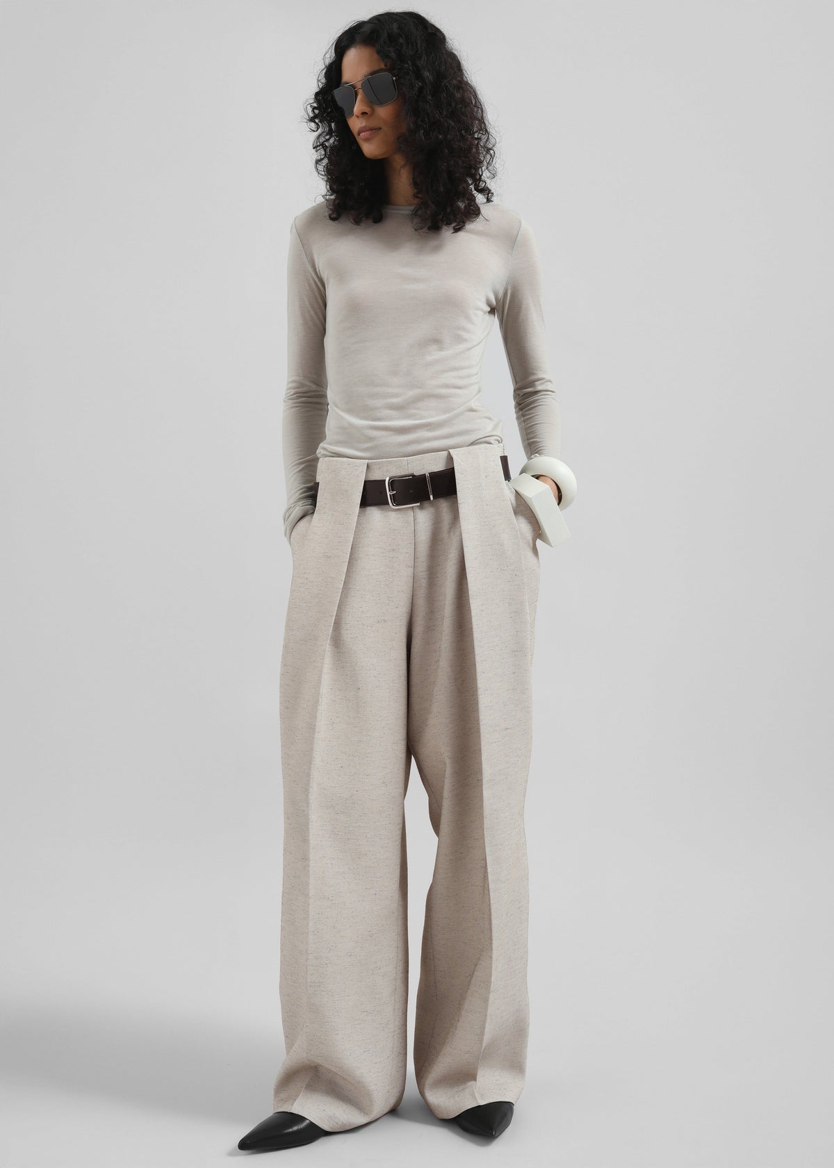 Corsham Pleated Trousers - Beige Melange - 10