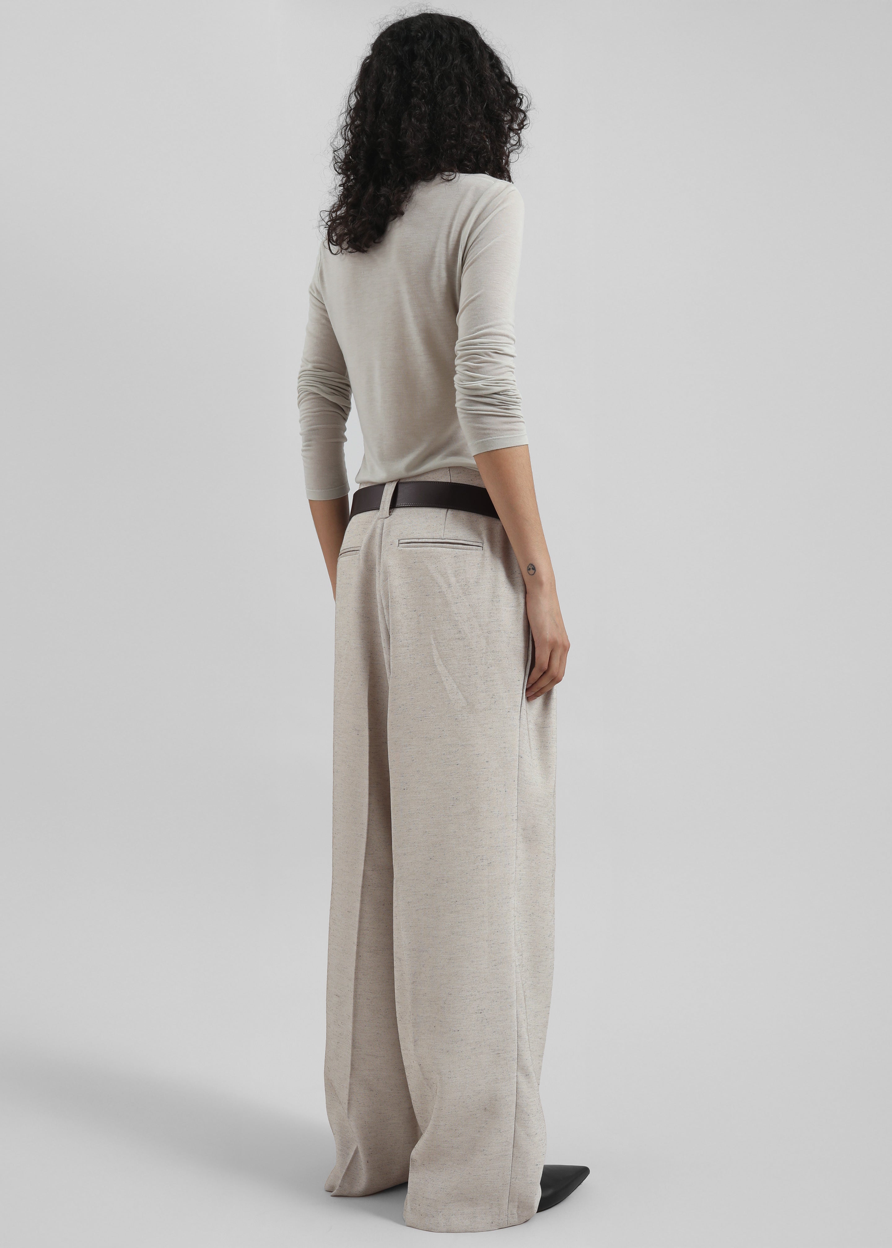 Corsham Pleated Trousers - Beige Melange - 12