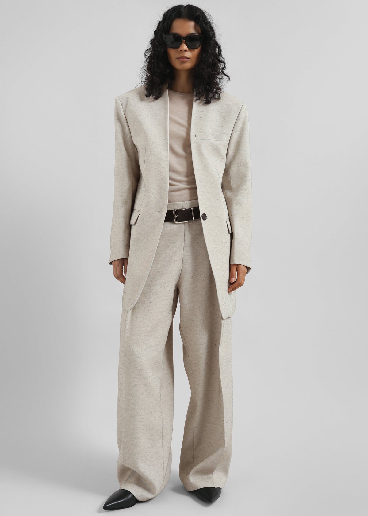 Corsham Pleated Trousers - Beige Melange - 8