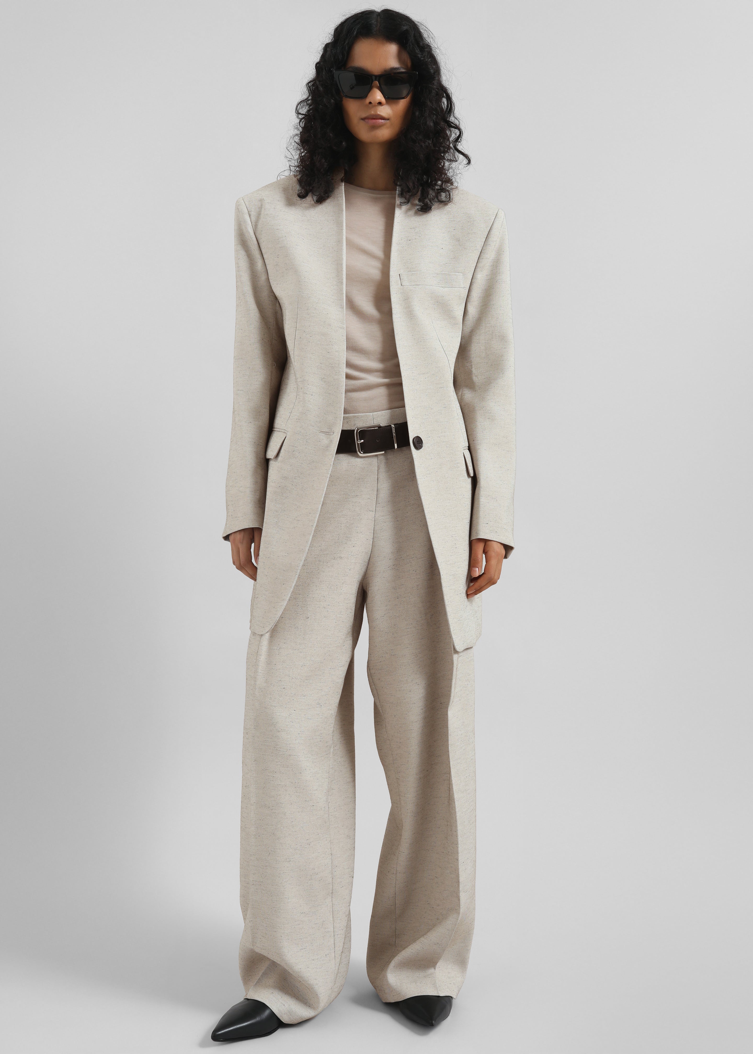 Corsham Pleated Trousers - Beige Melange - 8