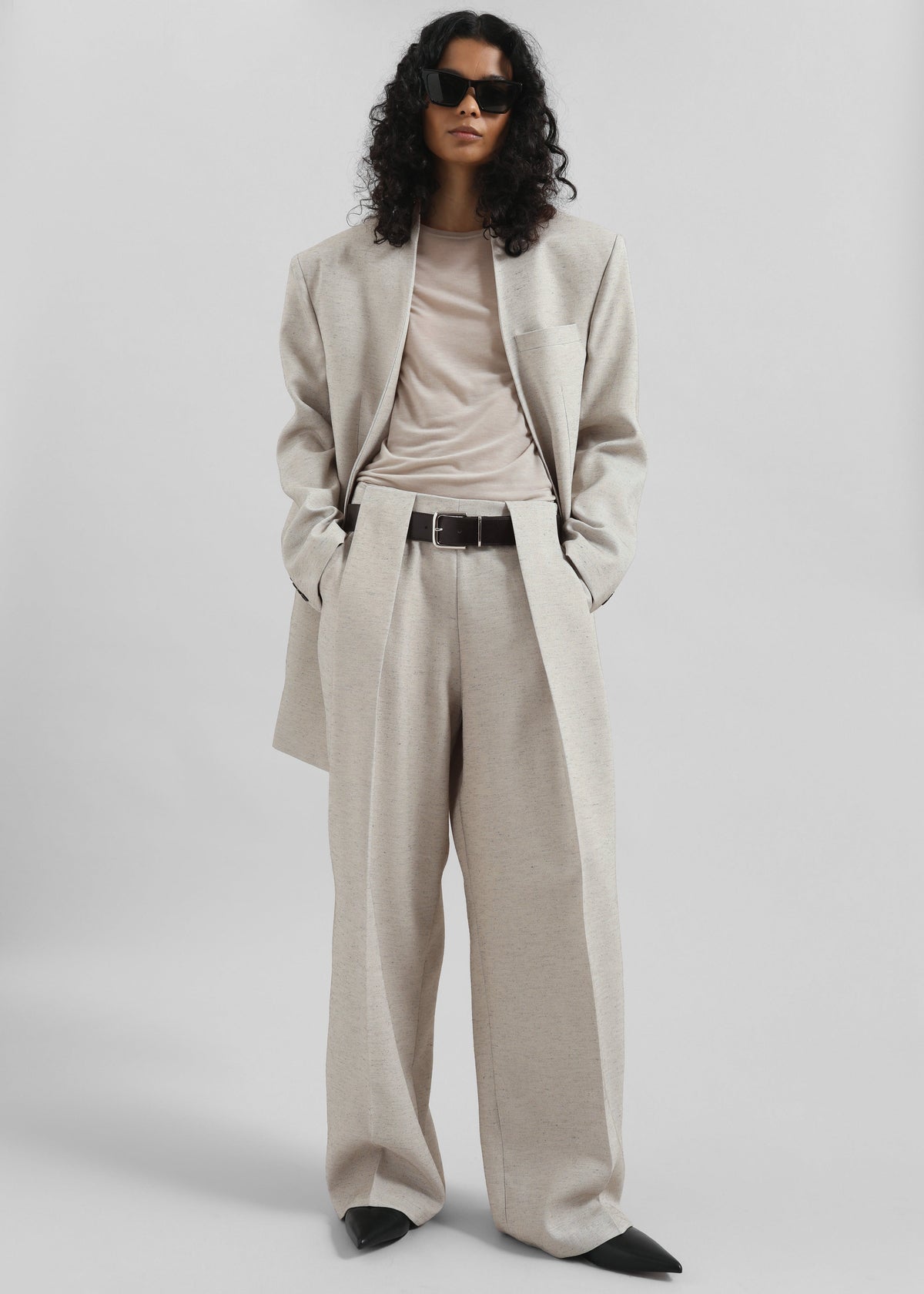 Corsham Pleated Trousers - Beige Melange - 11