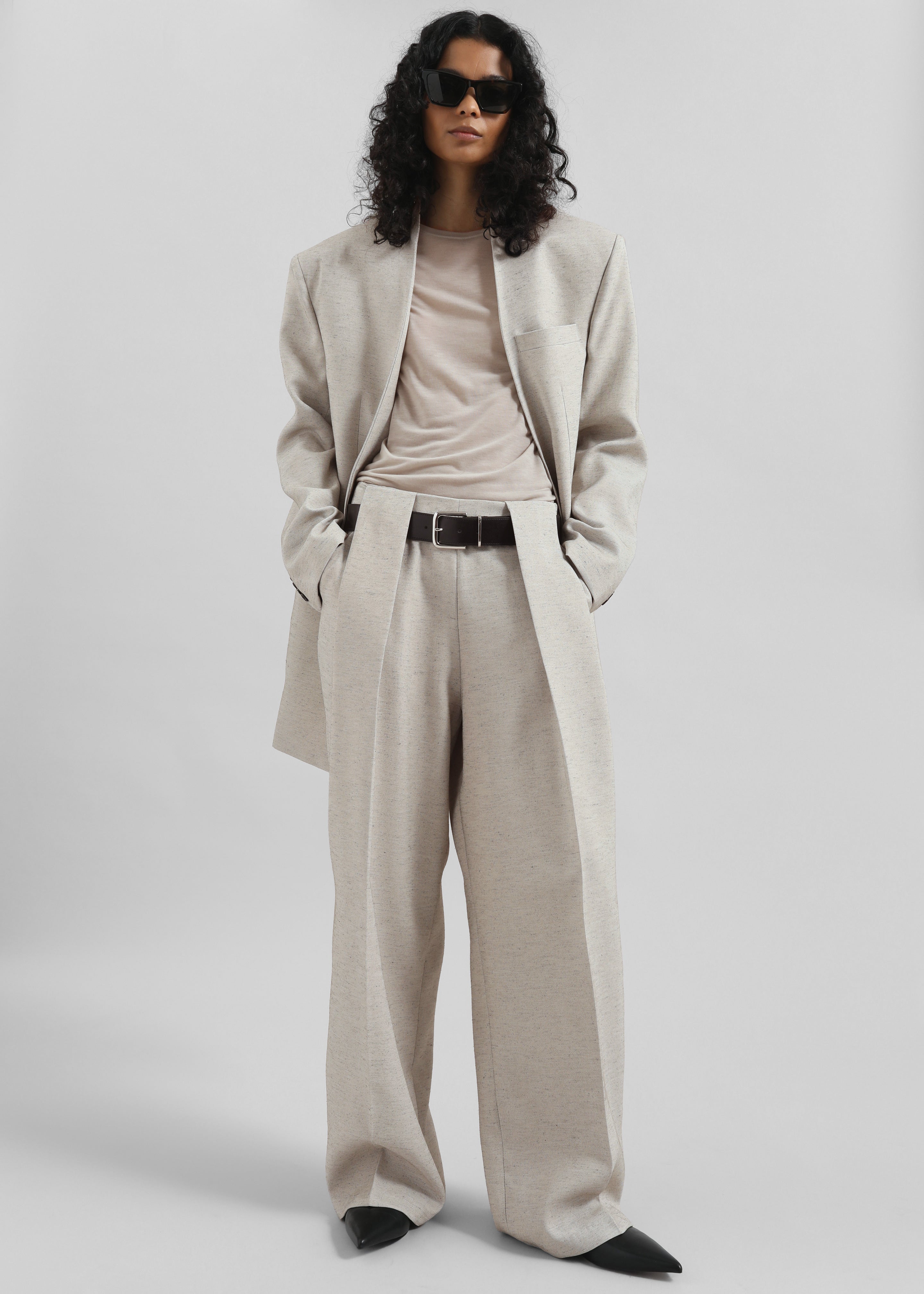 Corsham Pleated Trousers - Beige Melange - 11