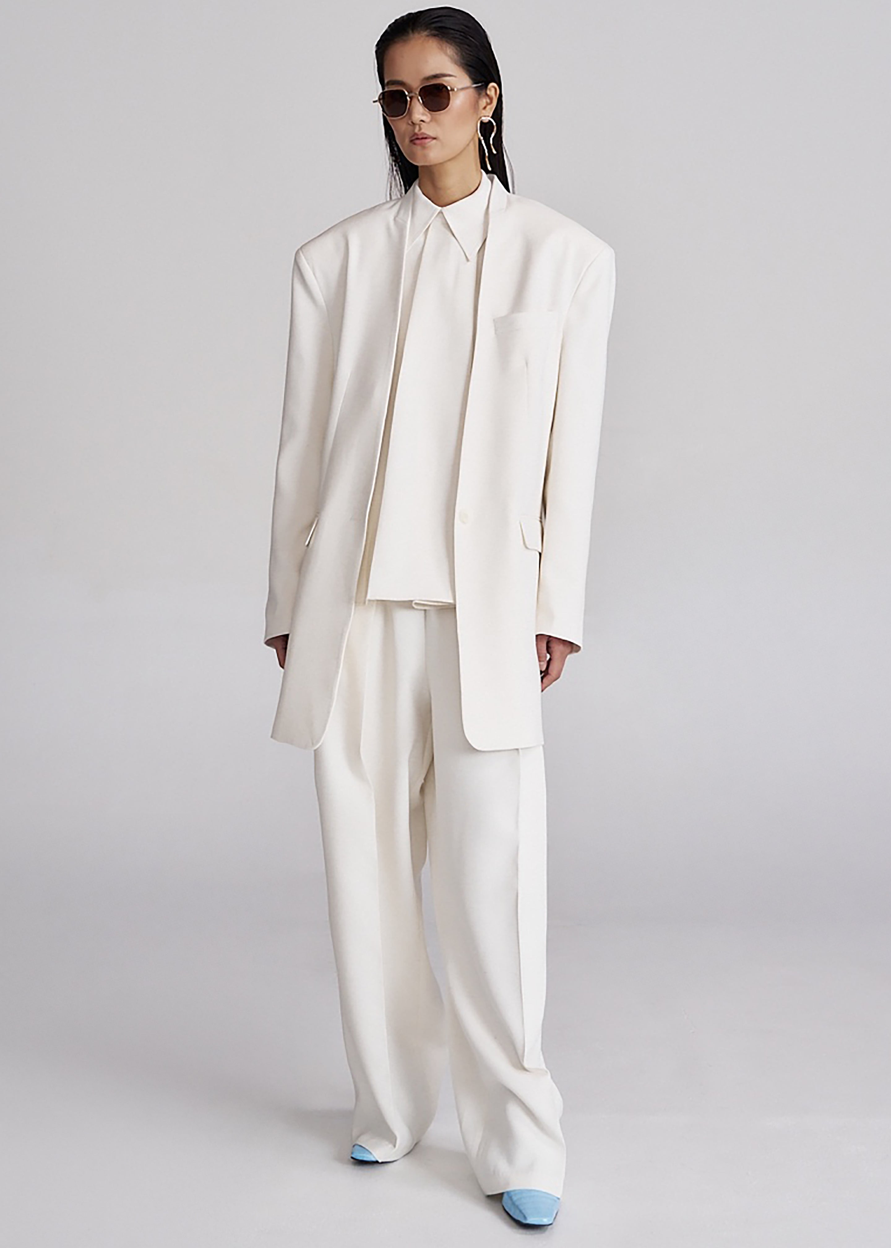 Corsham Pleated Trousers - White - 4