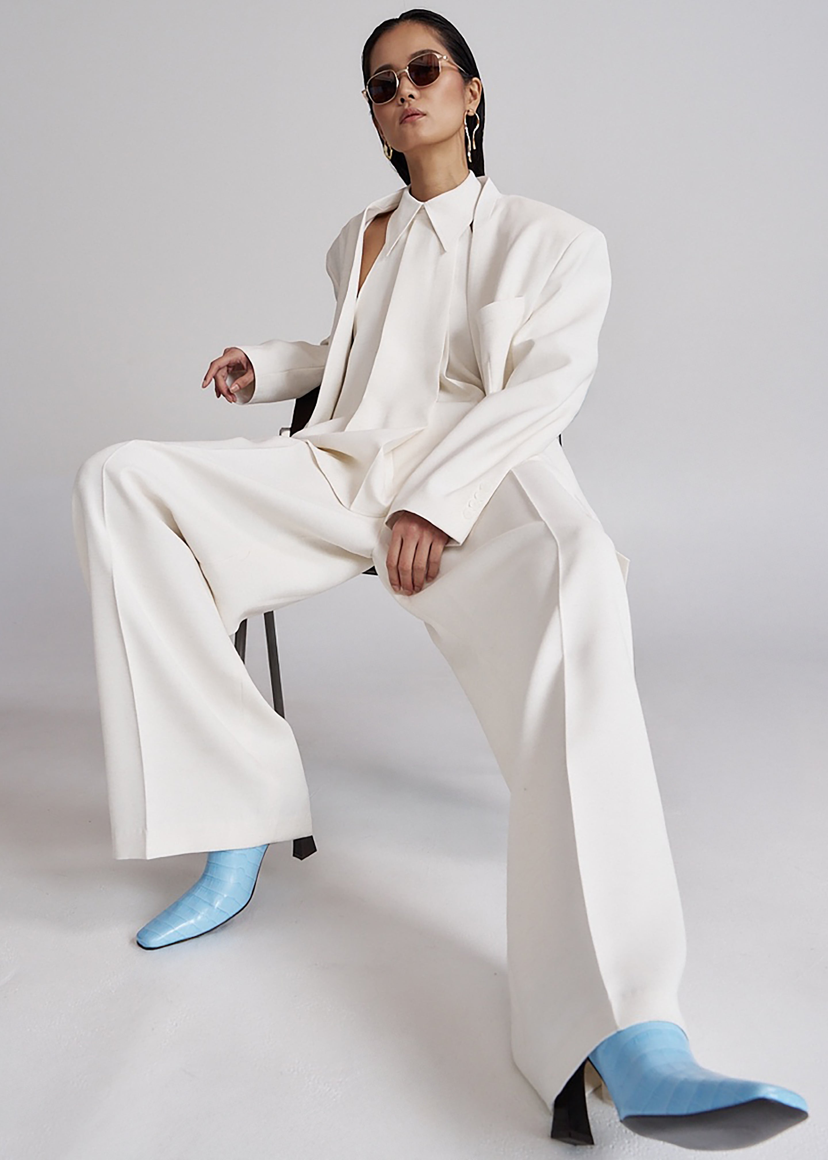 Corsham Pleated Trousers - White - 7