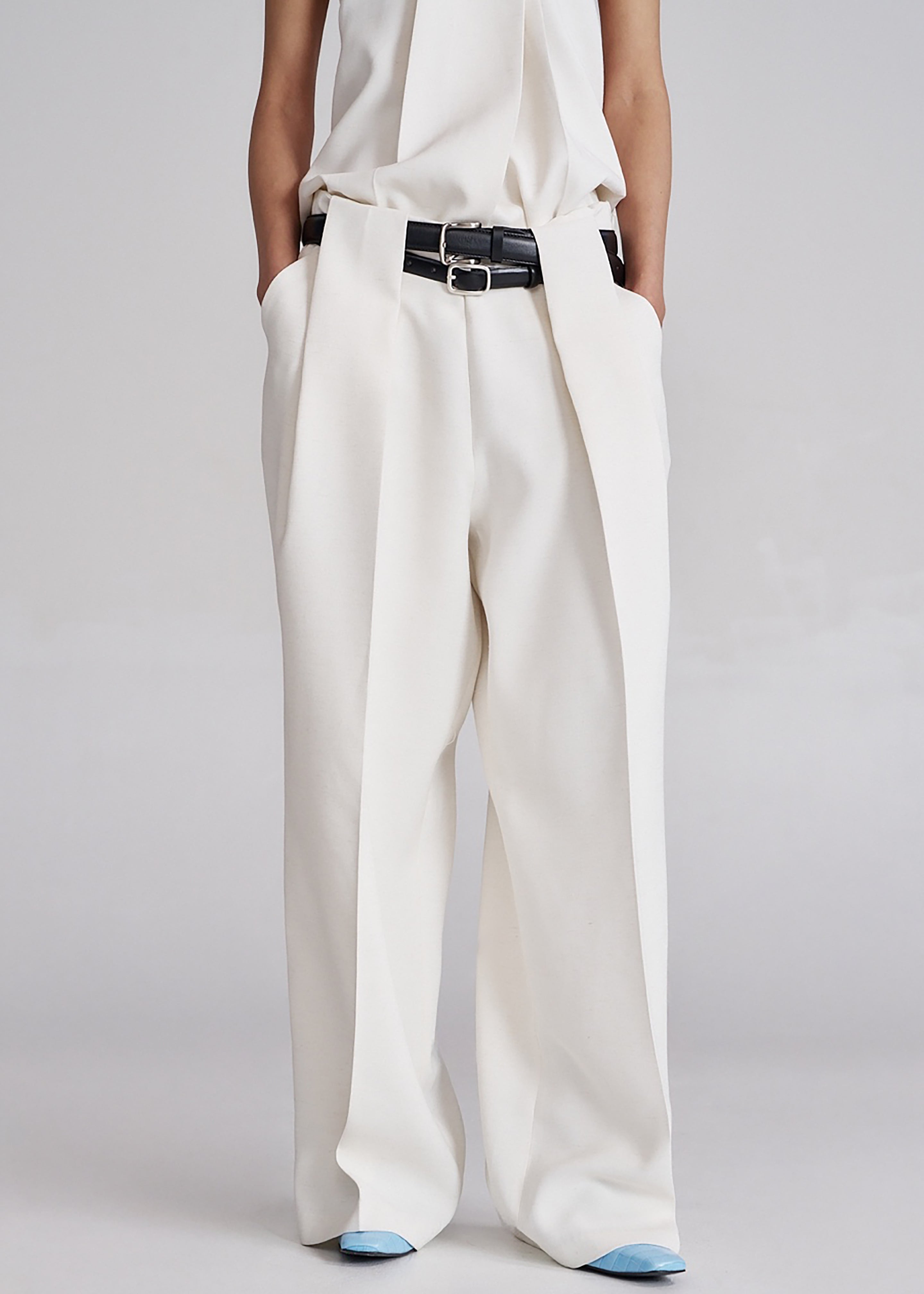 Corsham Pleated Trousers - White - 5