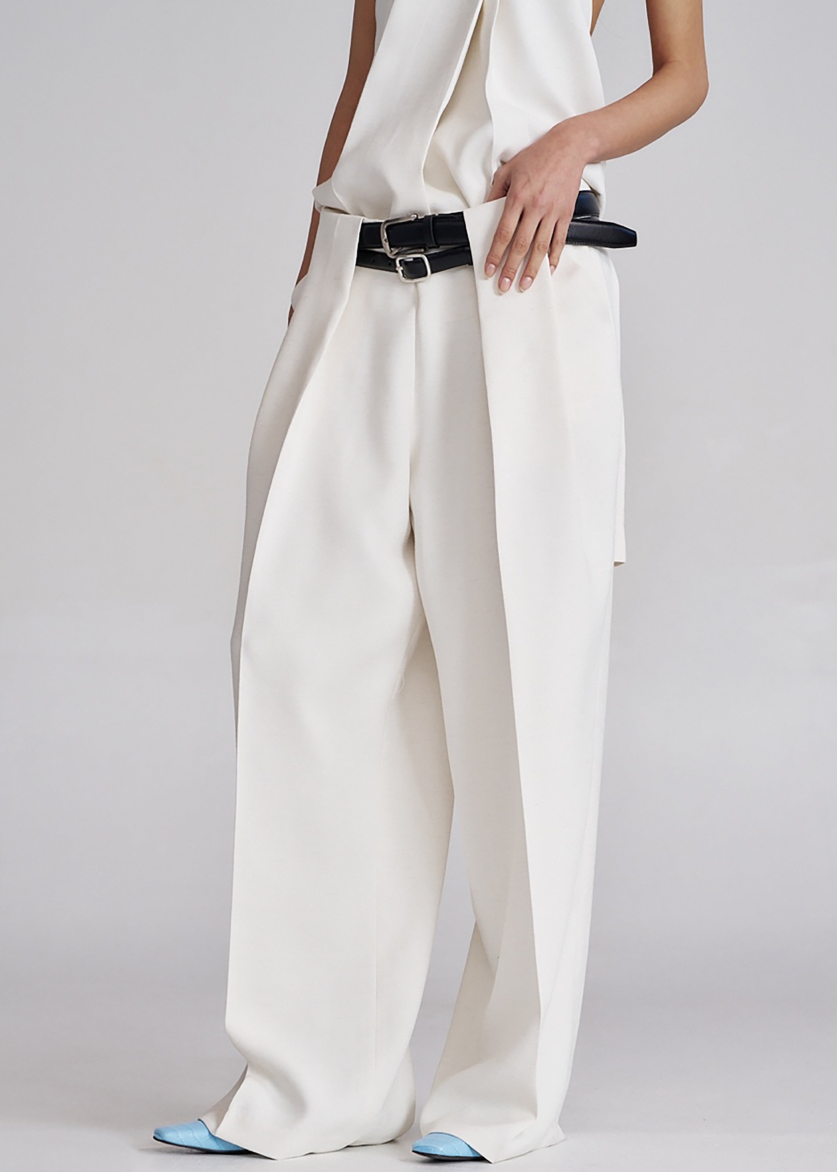 Corsham Pleated Trousers - White - 6