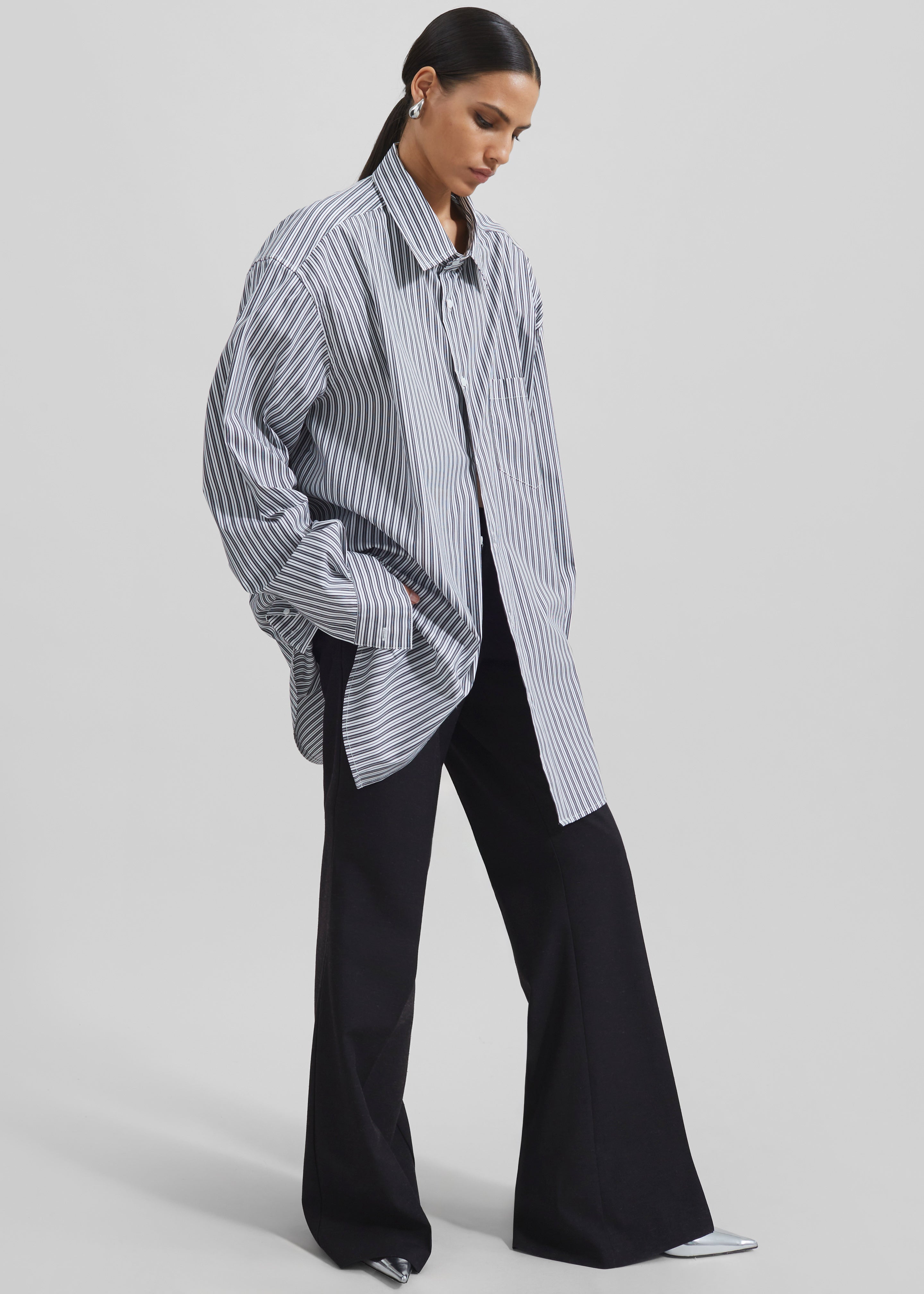 Cyrus Button Up Shirt - Black/White Stripe - 7