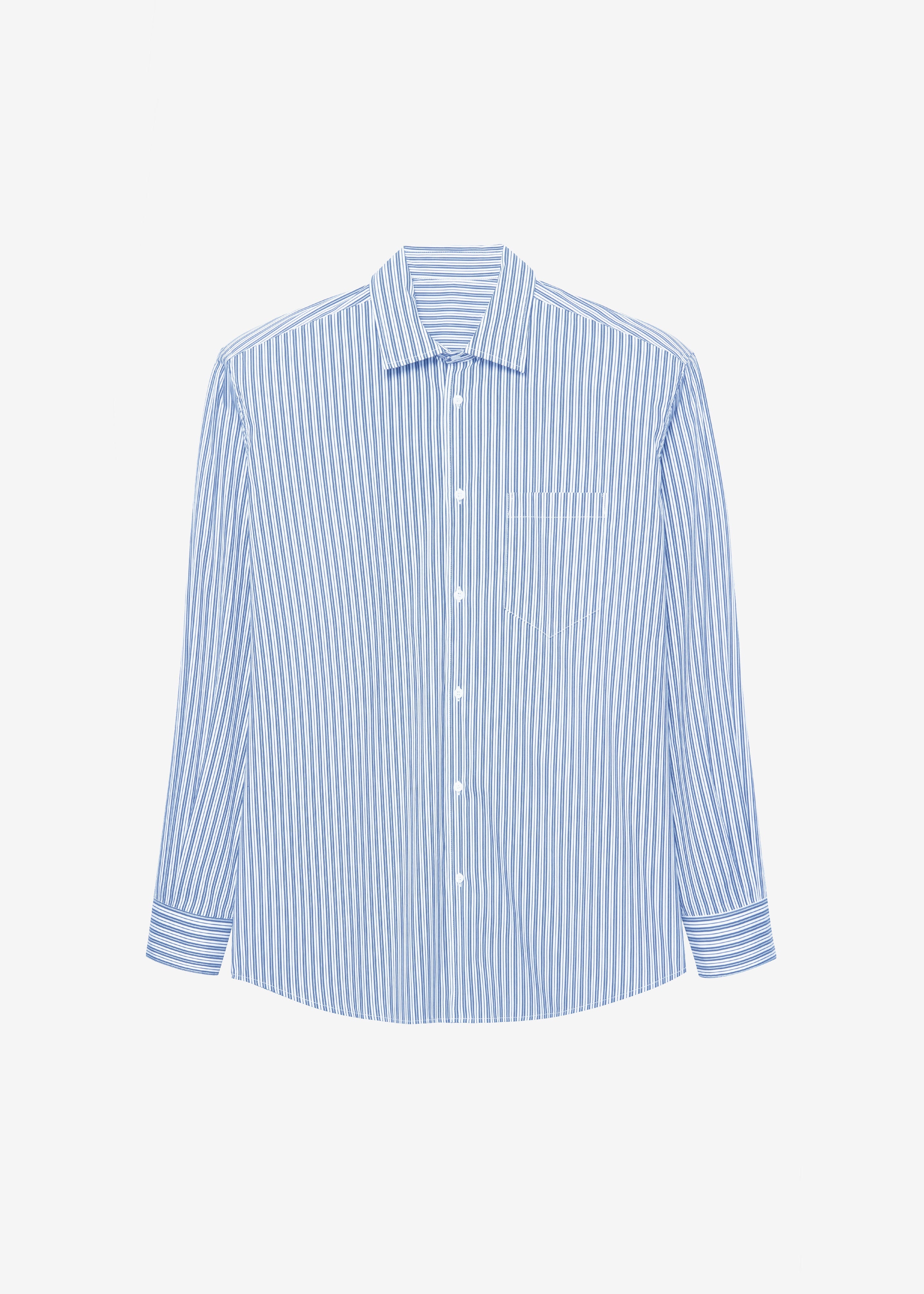 Cyrus Button Up Shirt - Blue/White Stripe - 8