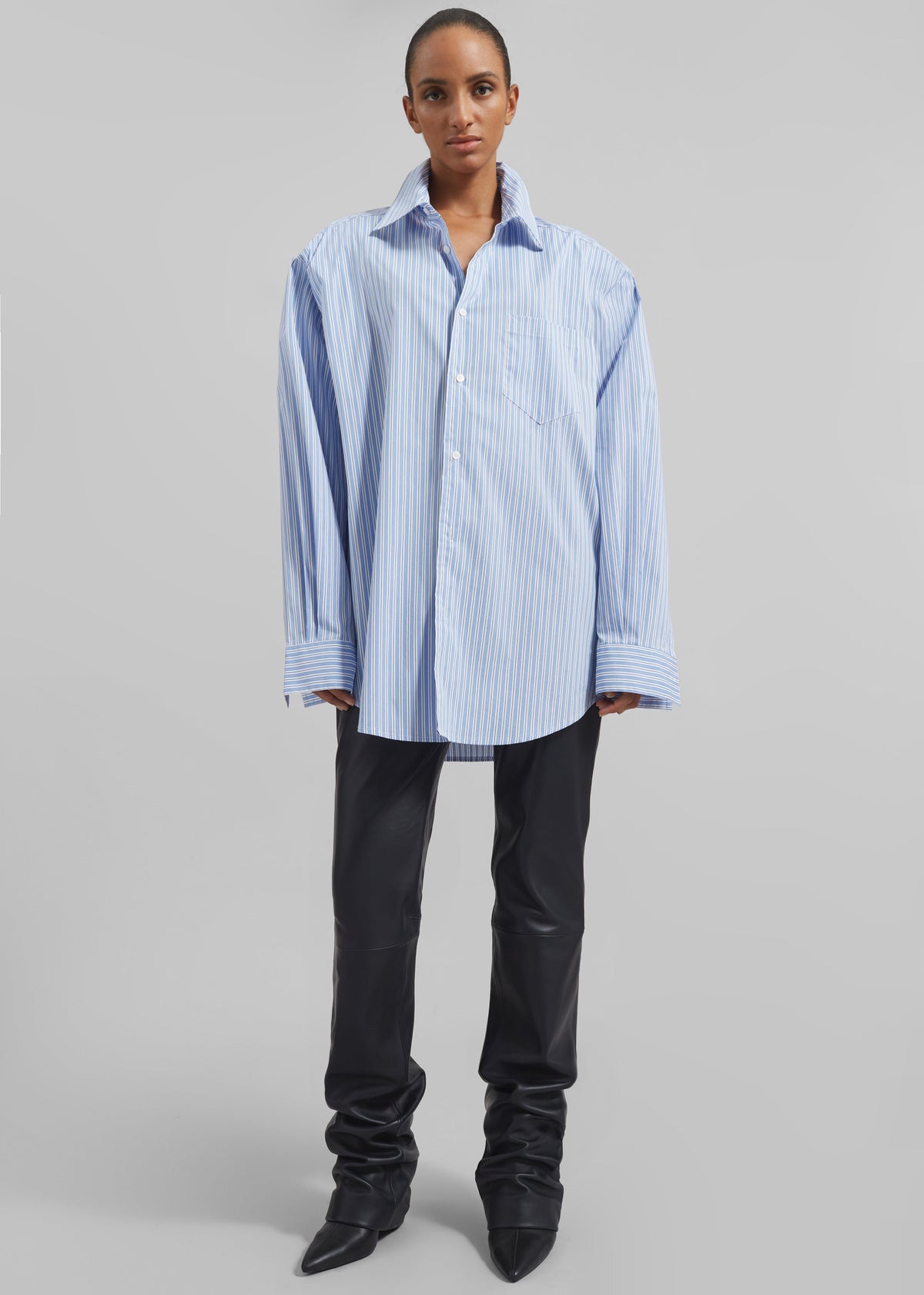 Cyrus Button Up Shirt - Blue/White Stripe - 3