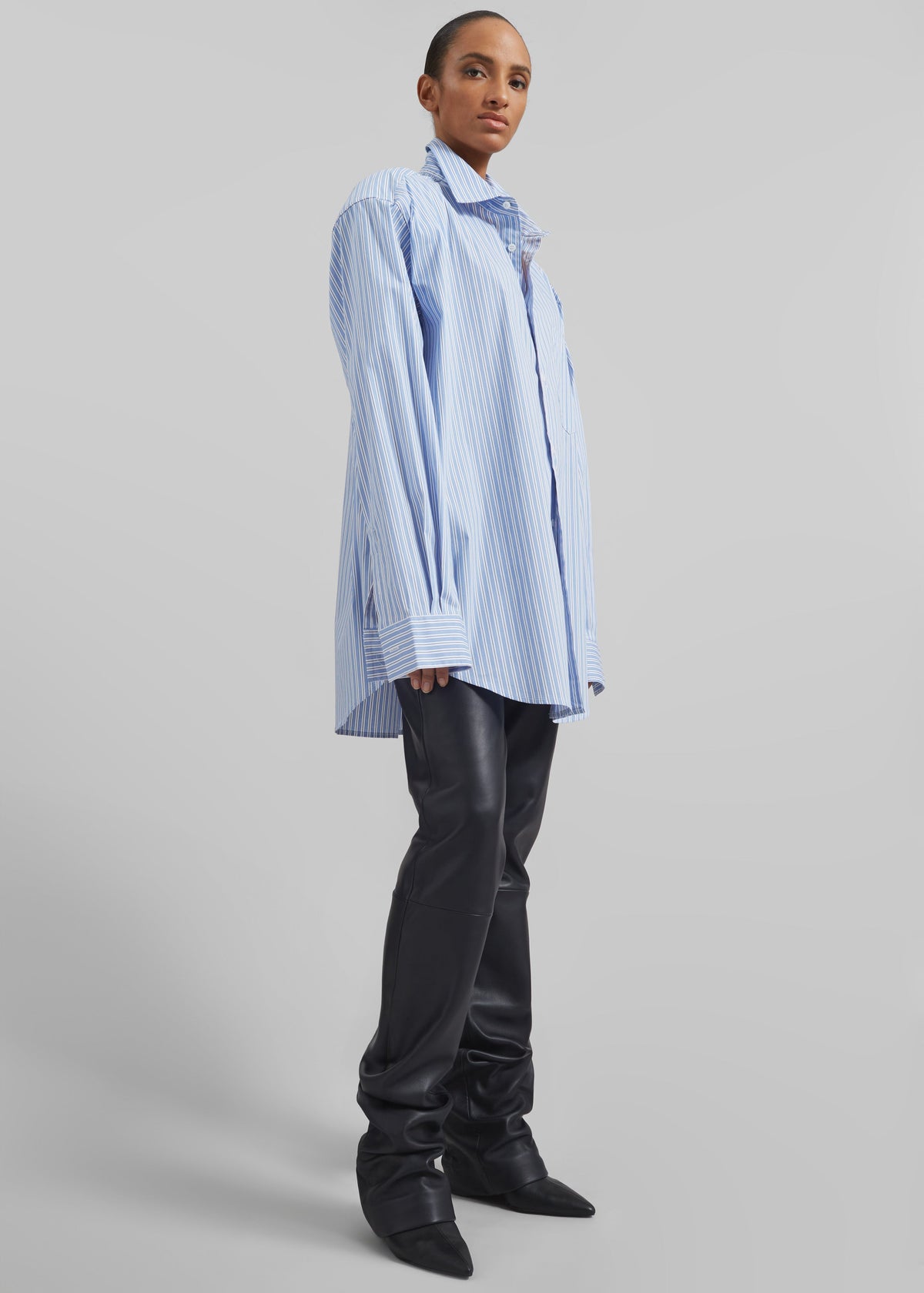 Cyrus Button Up Shirt - Blue/White Stripe - 4