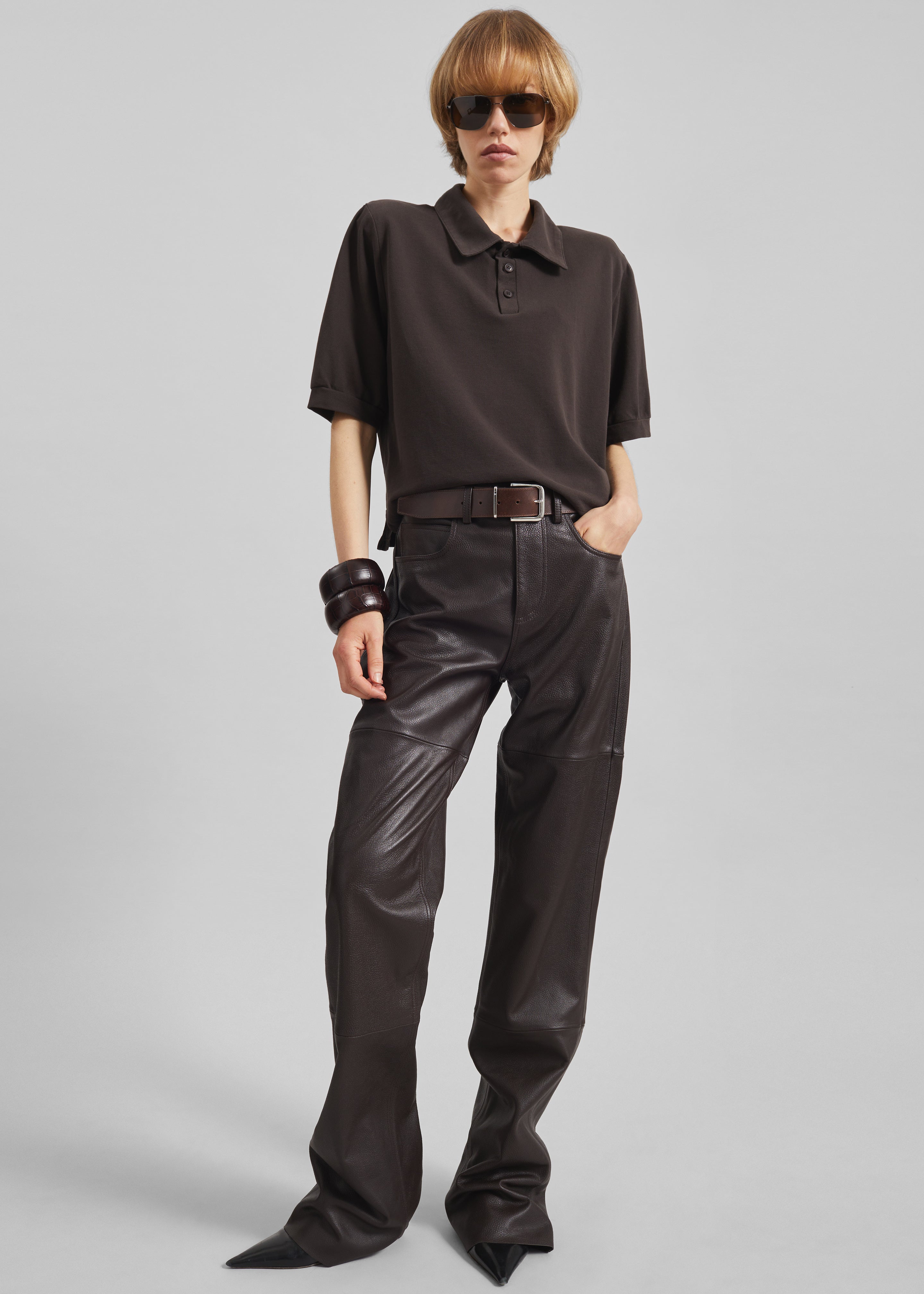 Dahlia Padded Polo - Brown - 3