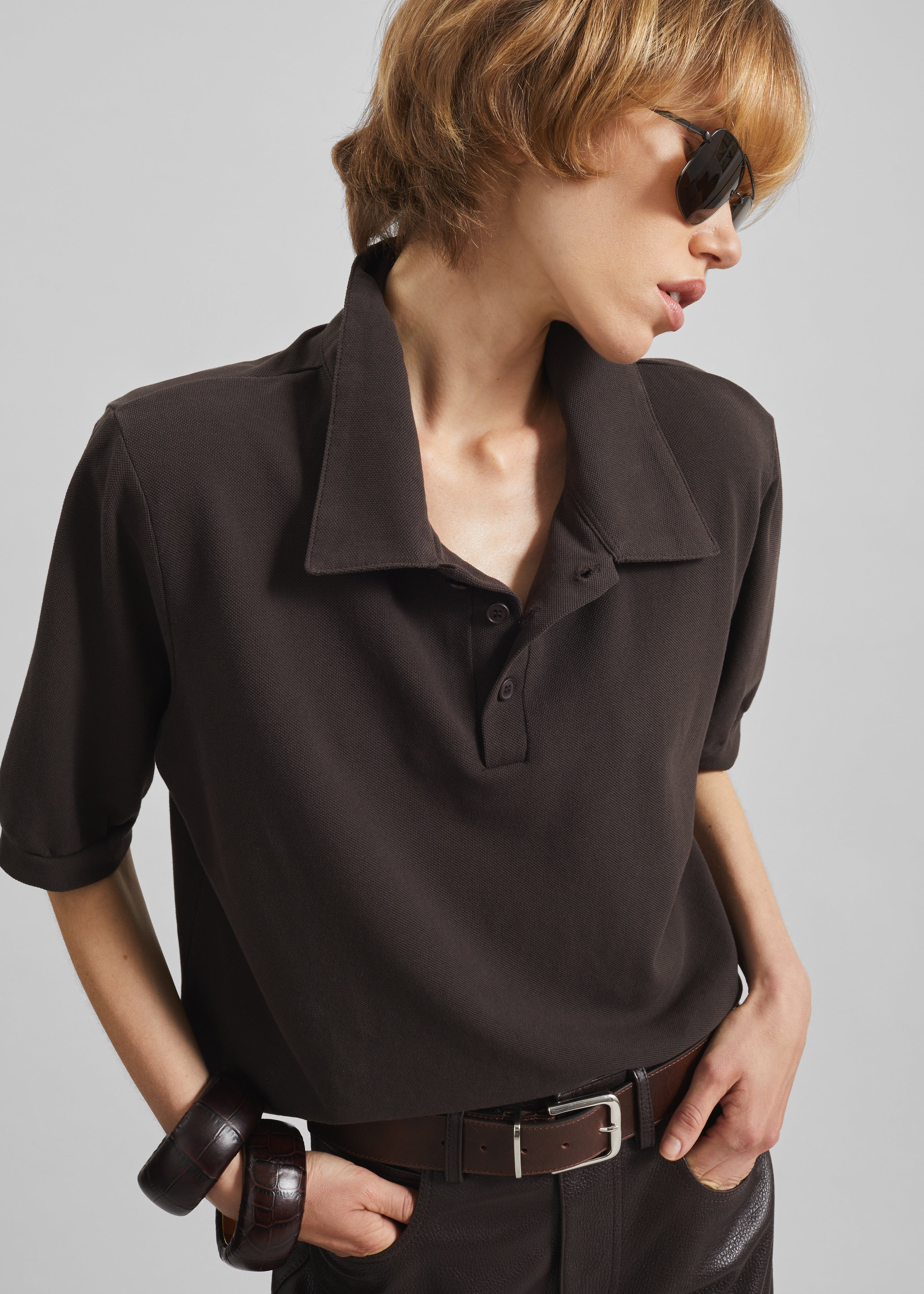 Dahlia Padded Polo - Brown - 4