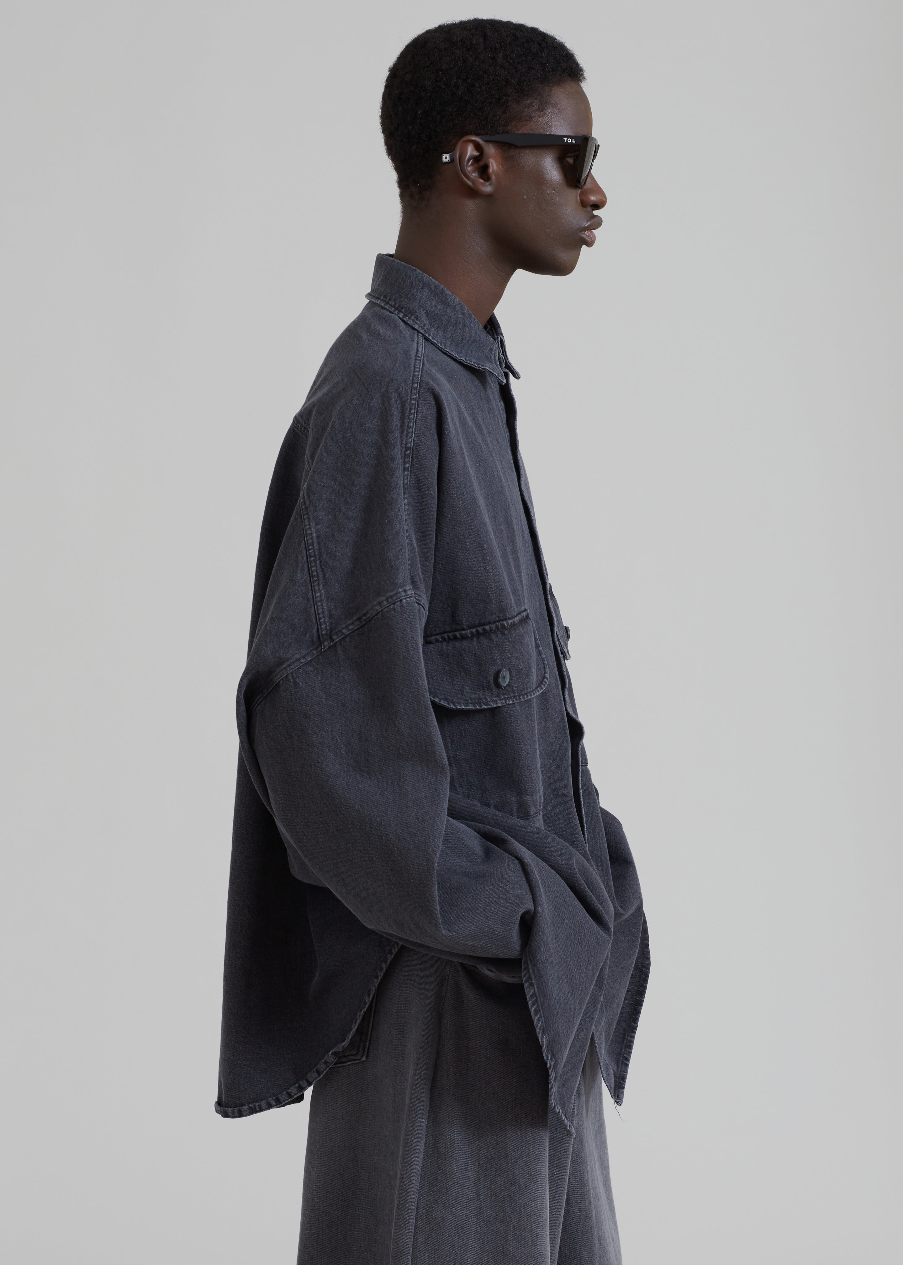 Dallas Men Denim Overshirt - Dark Grey - 5