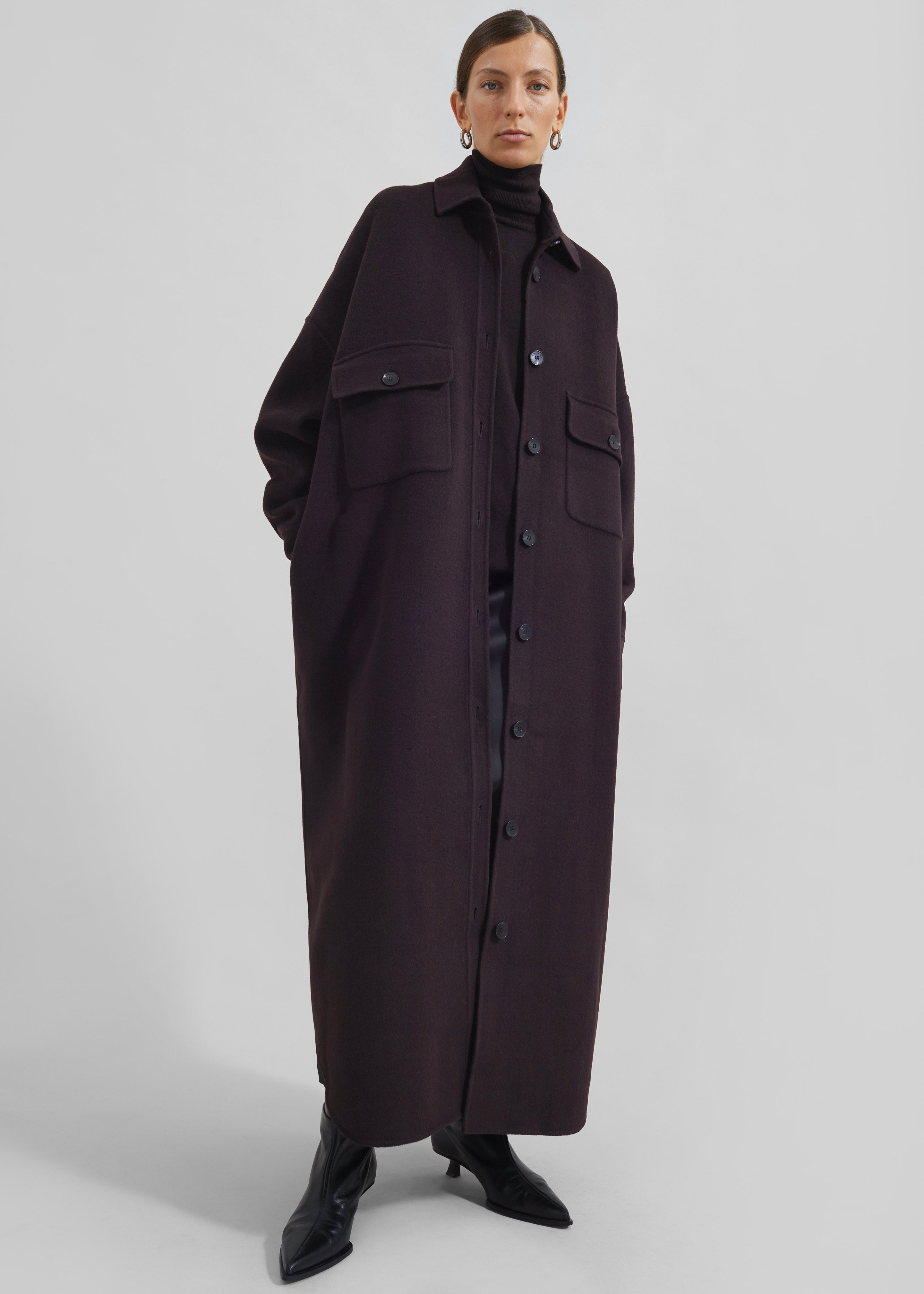 Dallas Wool Overcoat - Dark Plum - 3