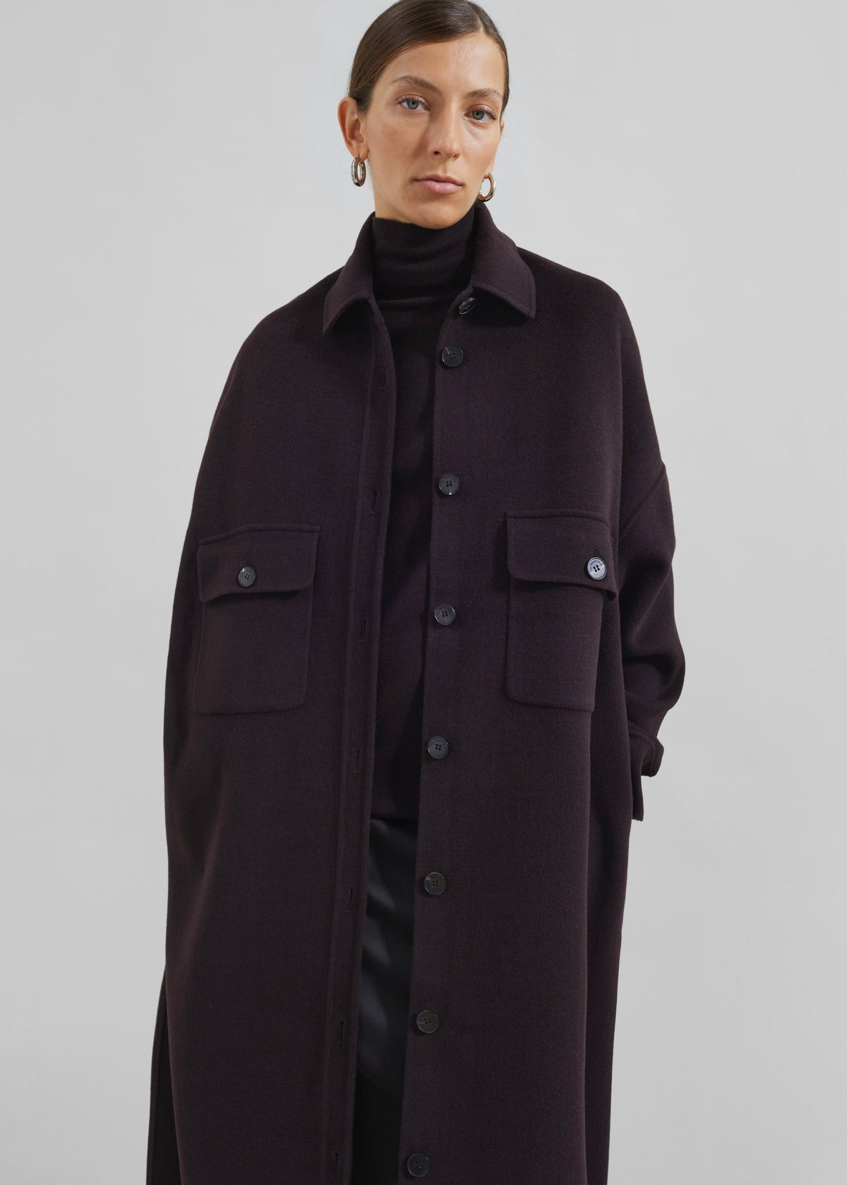 Dallas Wool Overcoat - Dark Plum - 7
