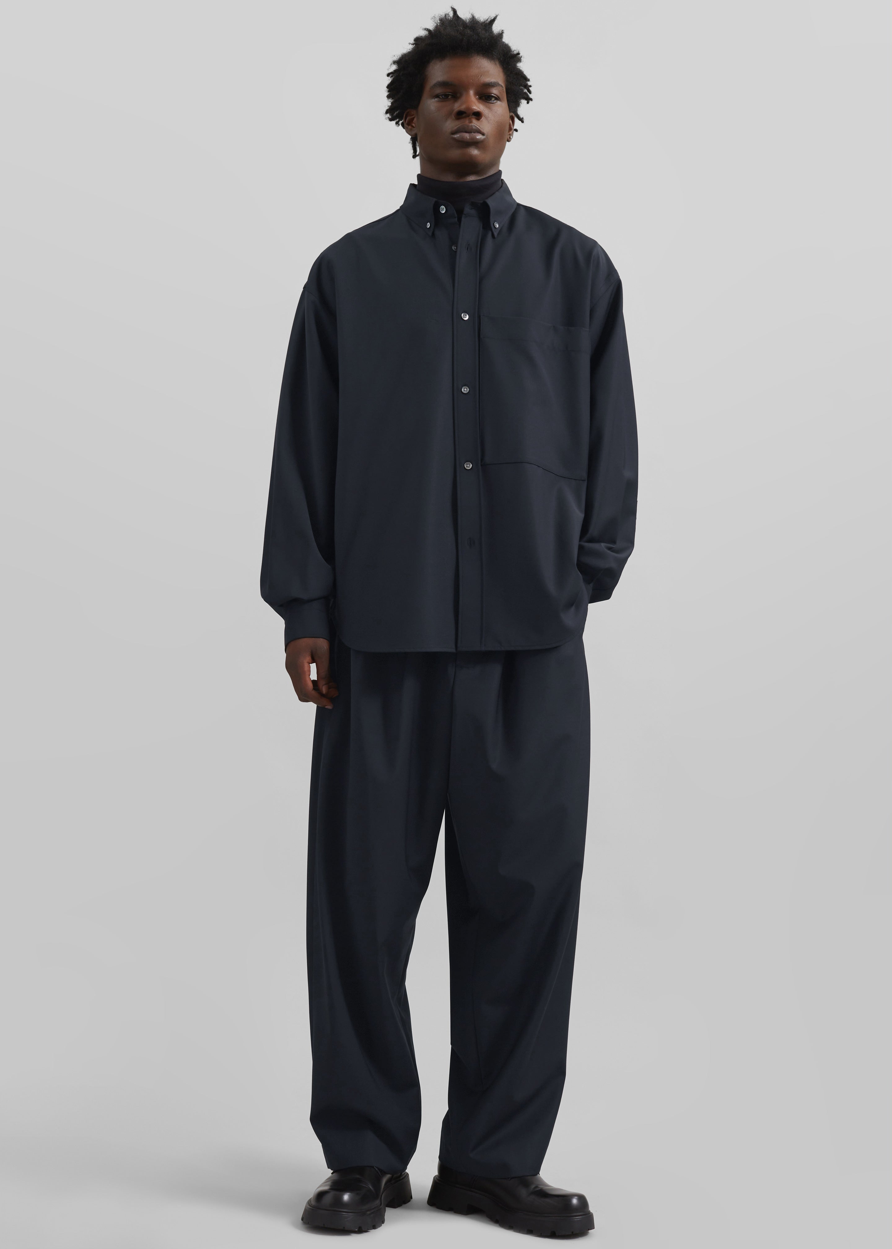 Dalton Wool Blend Shirt - Dark Navy - 4