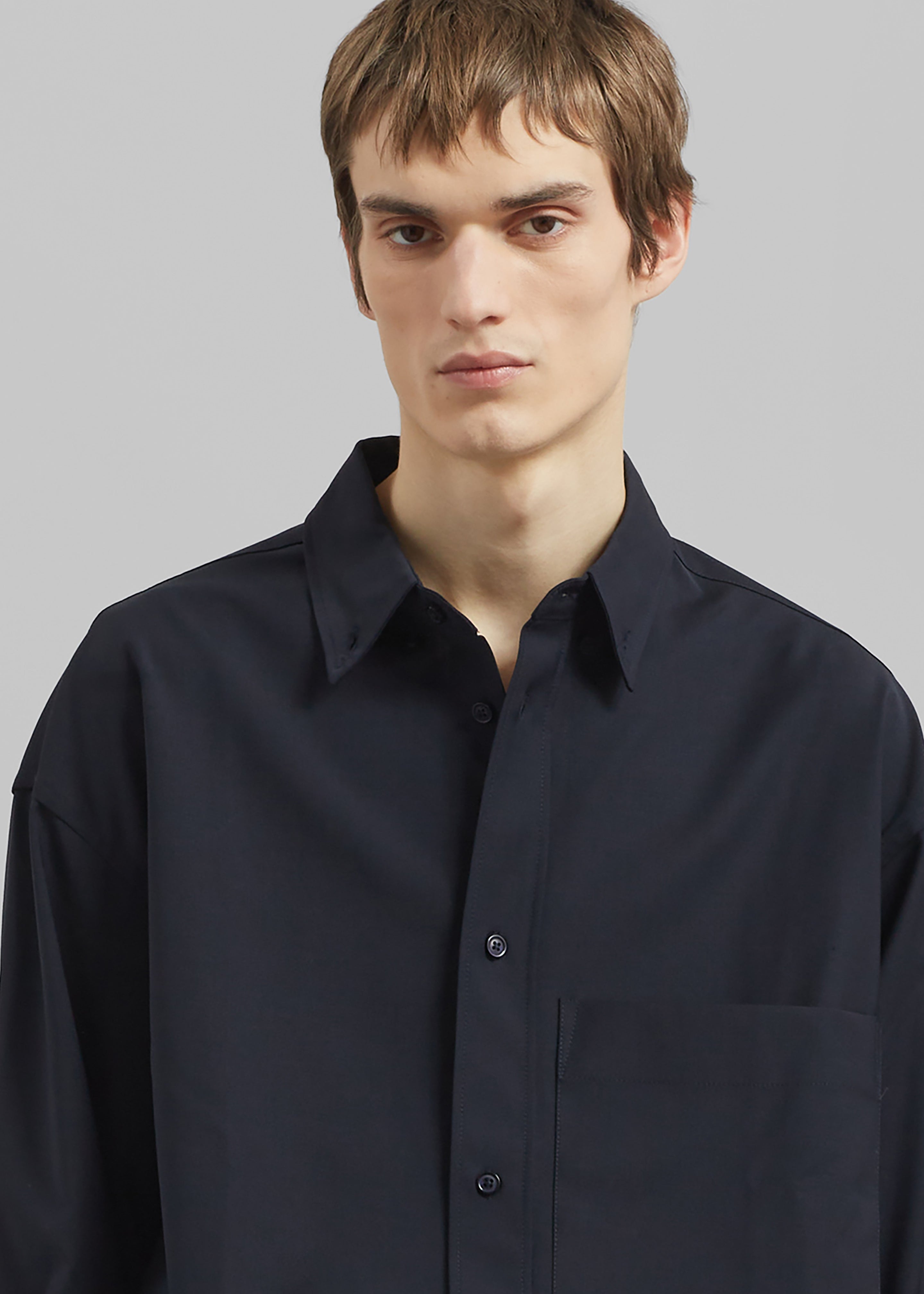 Dalton Wool Blend Shirt - Dark Navy - 3