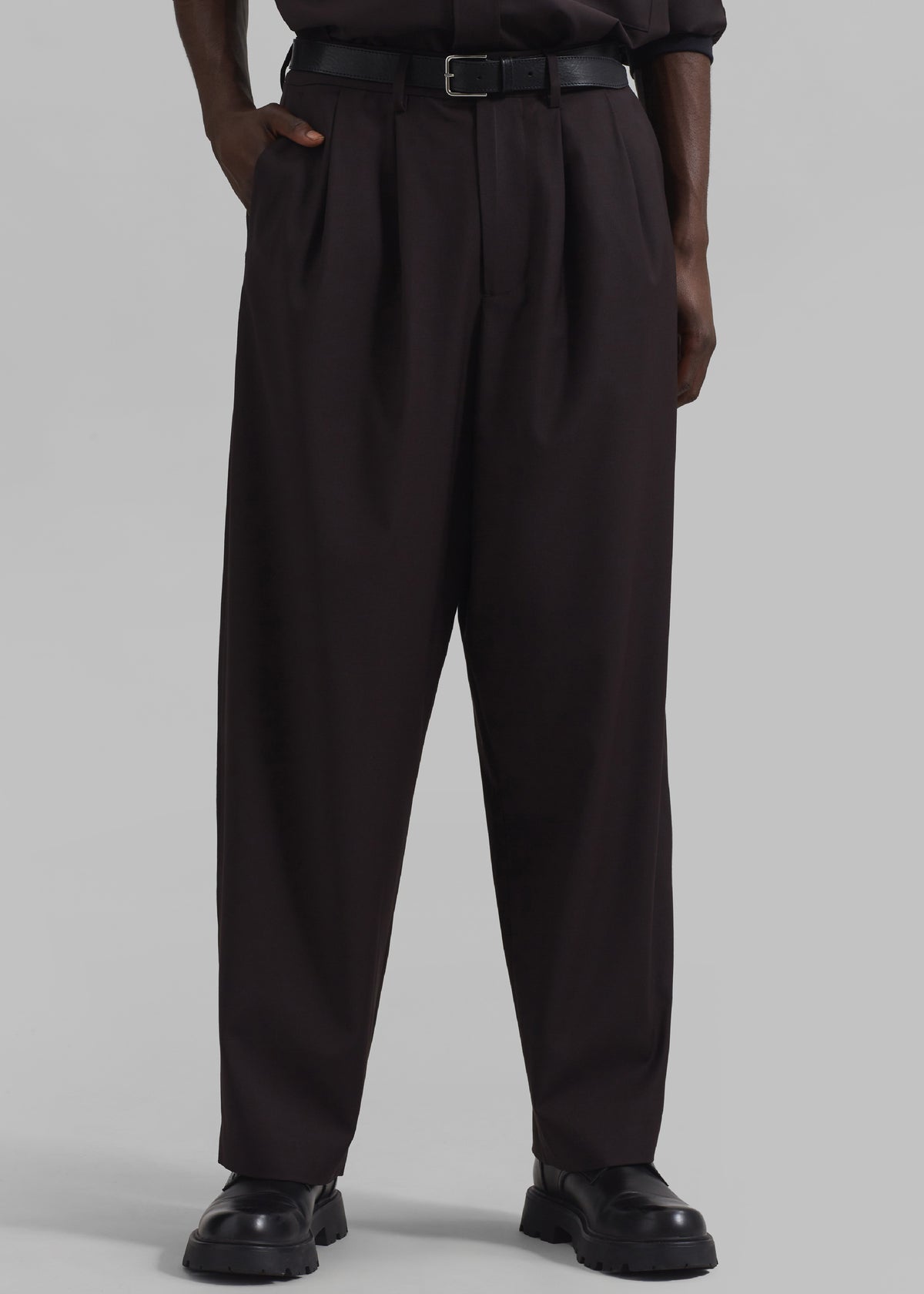 Dalton Wool Blend Trousers - Brown - 1