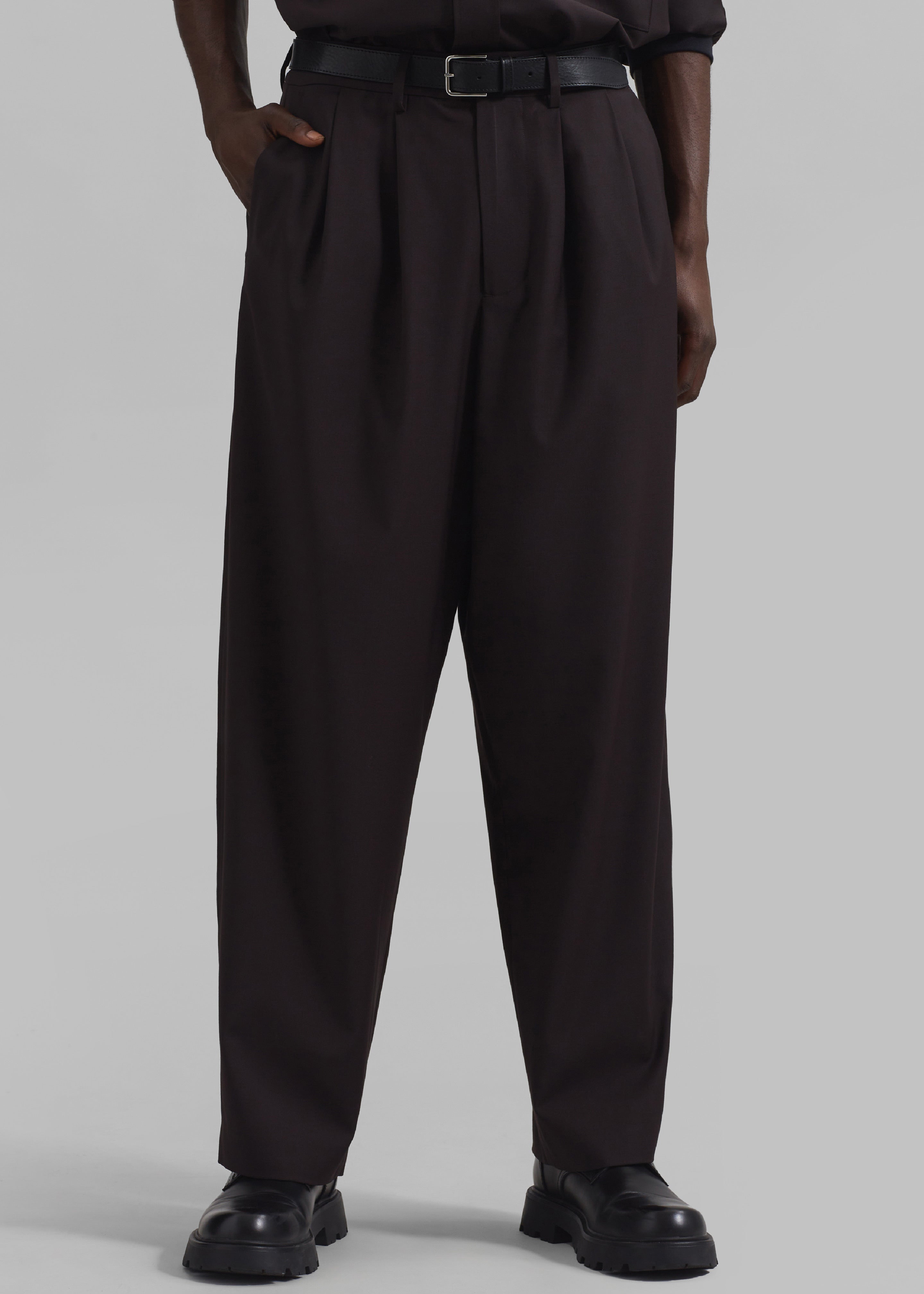Dalton Wool Blend Trousers - Brown - 1