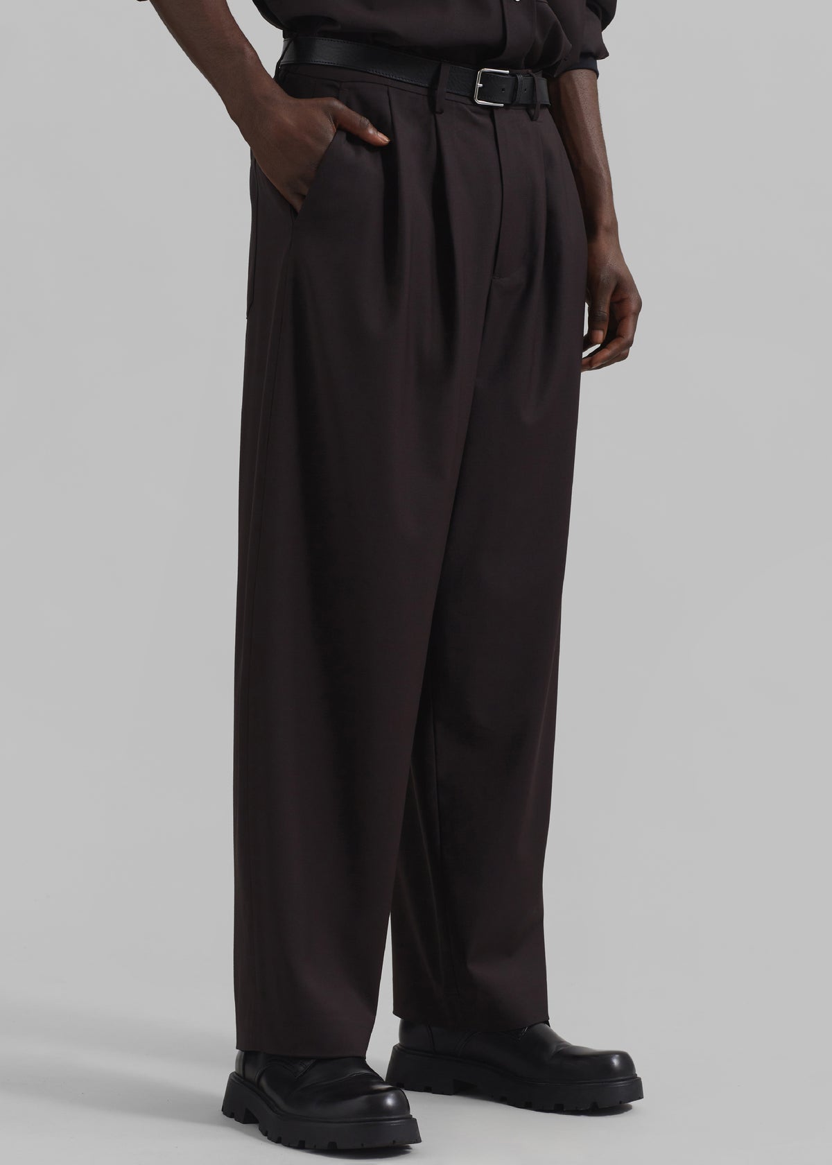 Dalton Wool Blend Trousers - Brown - 4