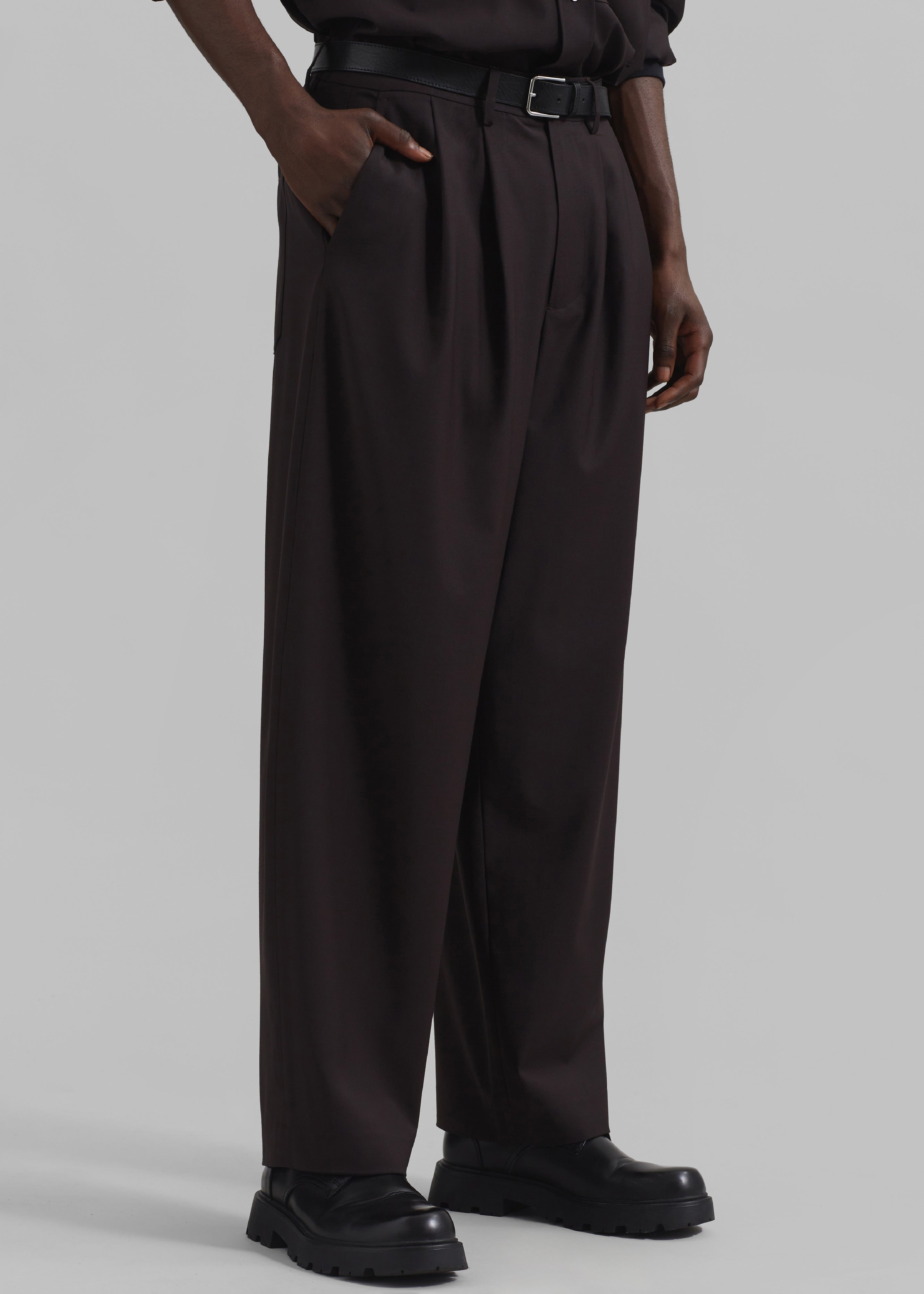 Dalton Wool Blend Trousers - Brown - 4