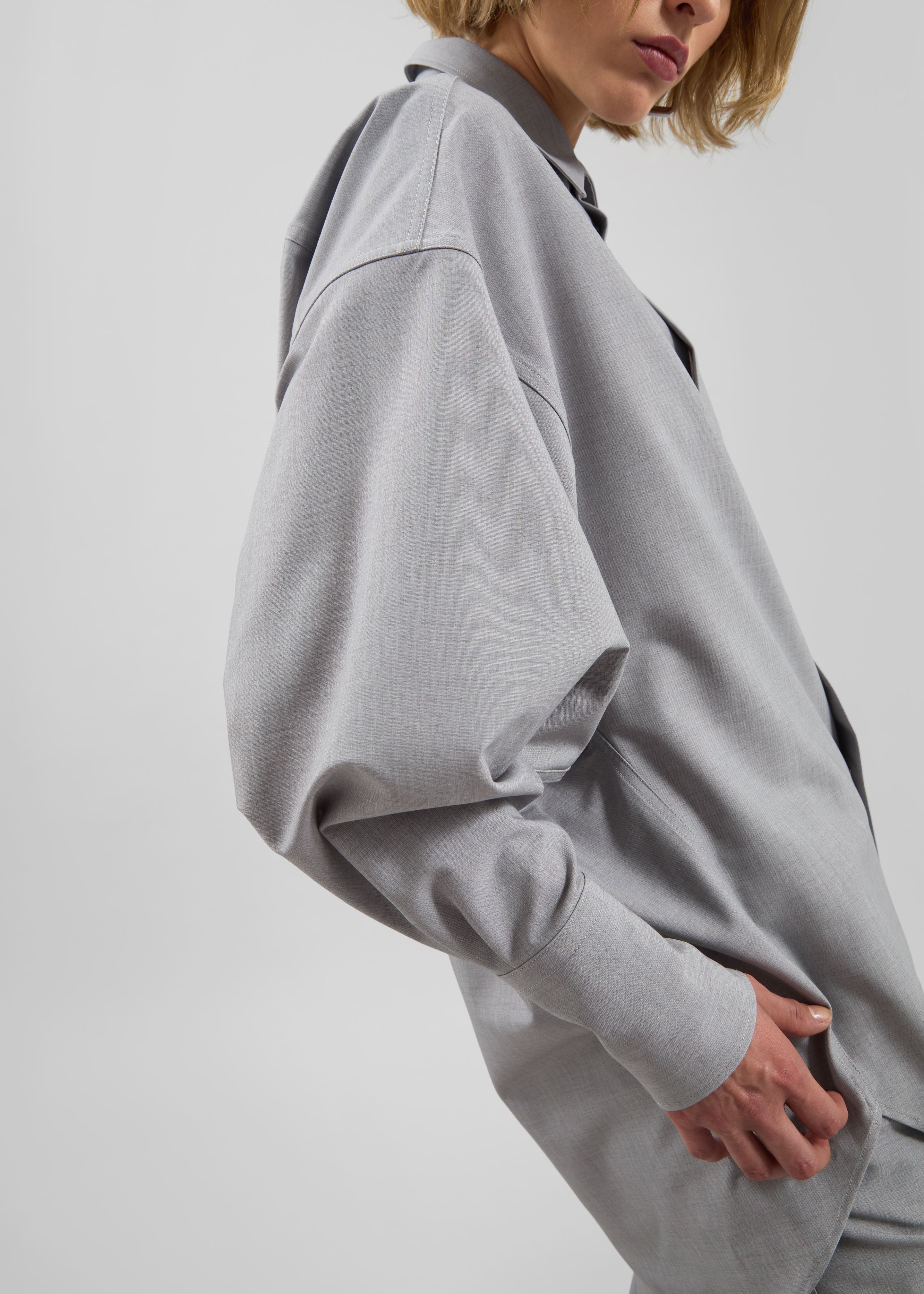 Darkpark Carla Oversized Wool Shirt - Light Grey - 6