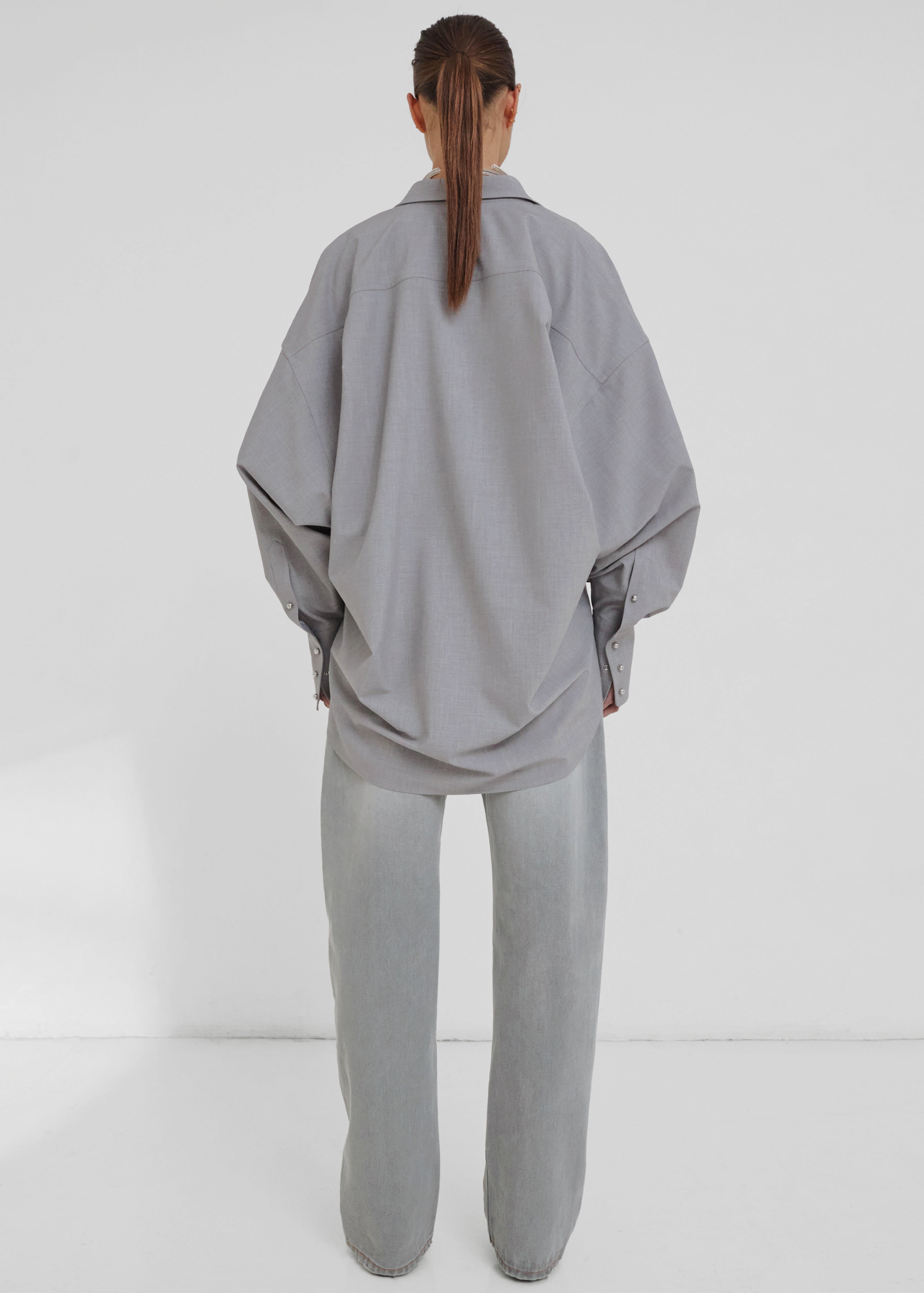 Darkpark Carla Oversized Wool Shirt - Light Grey - 8