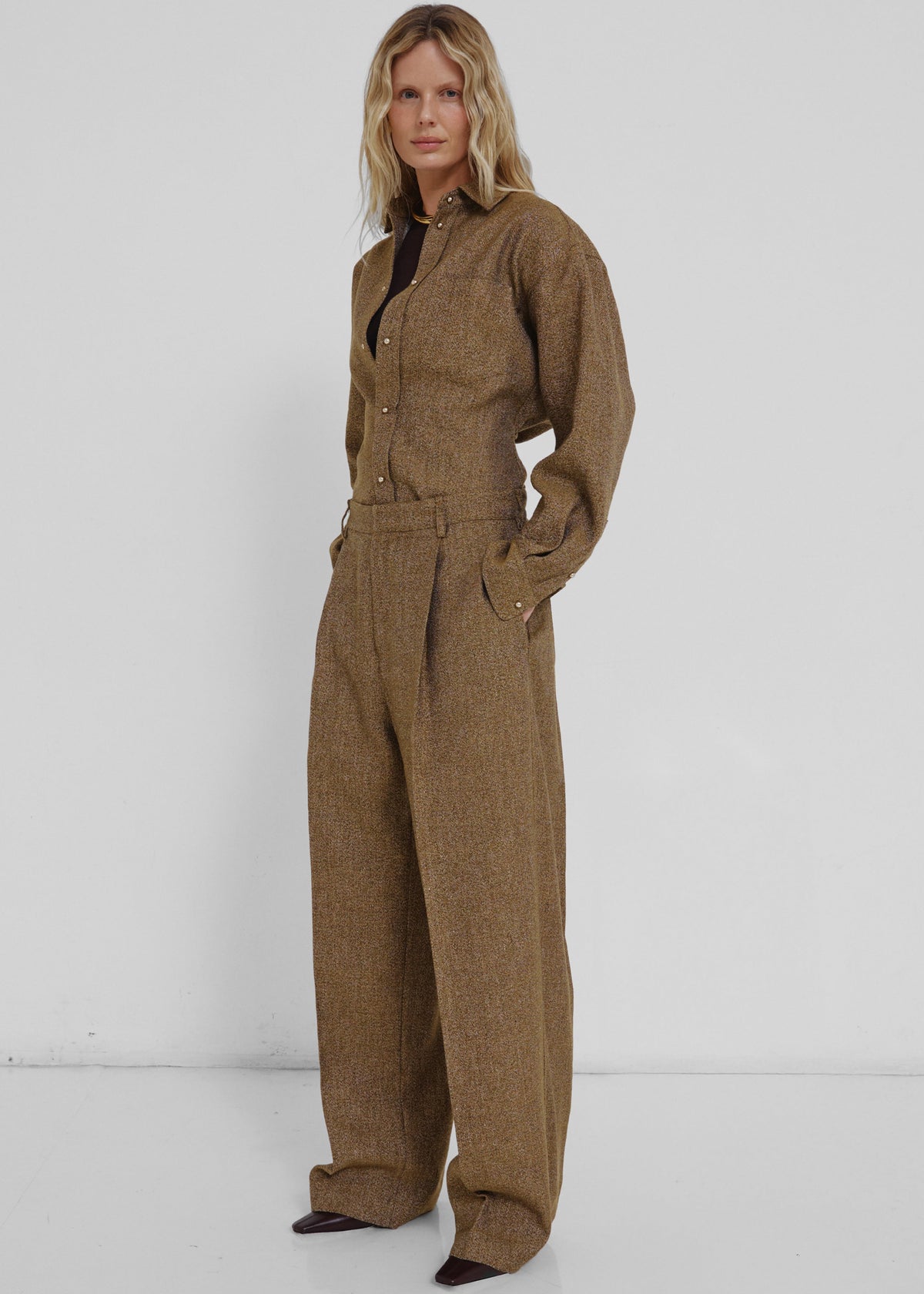 Darkpark Danielle Wide-Leg Wool Melange Trousers - Mustard - 4