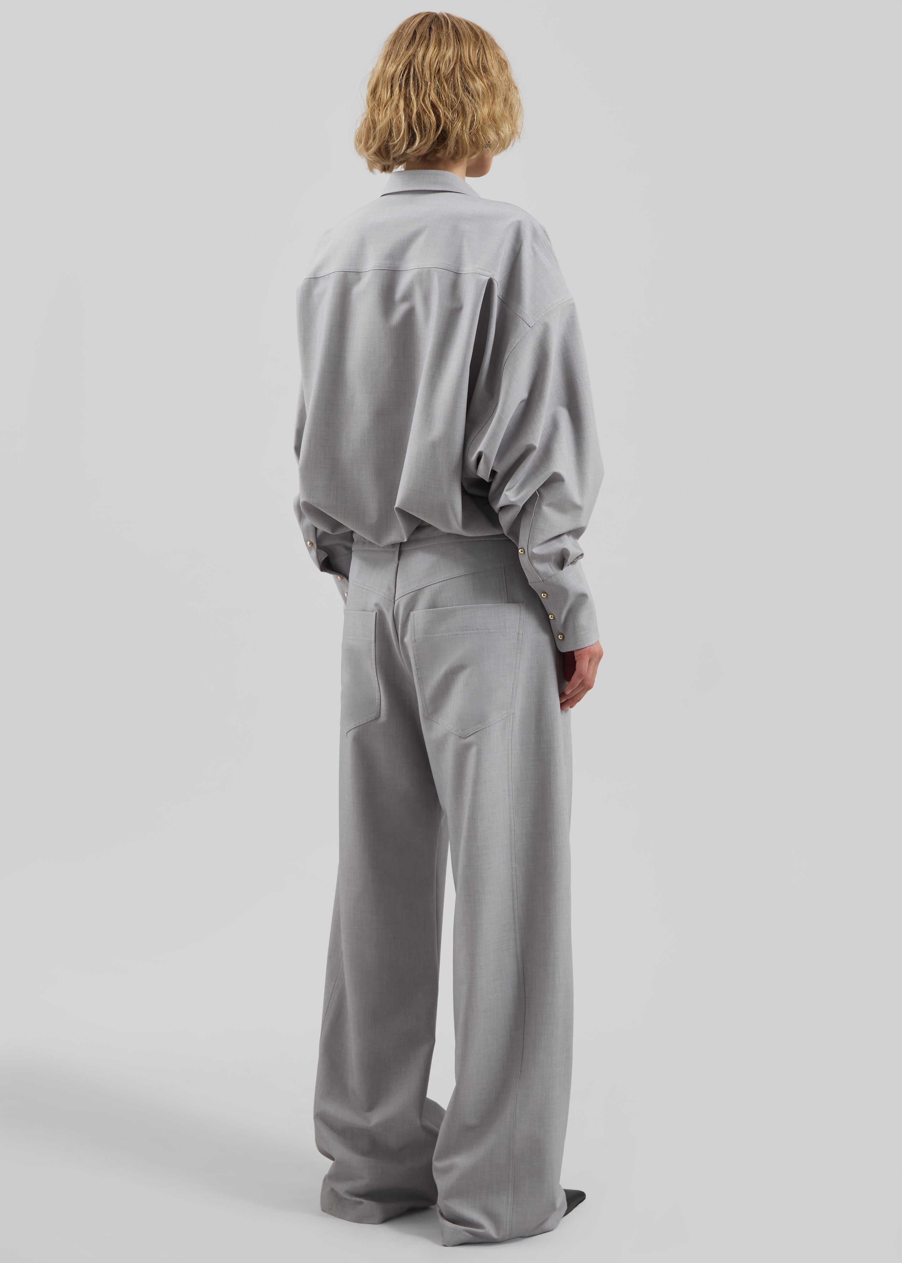Darkpark Iris Viscose Wool Paper Bags Pants - Light Grey - 5