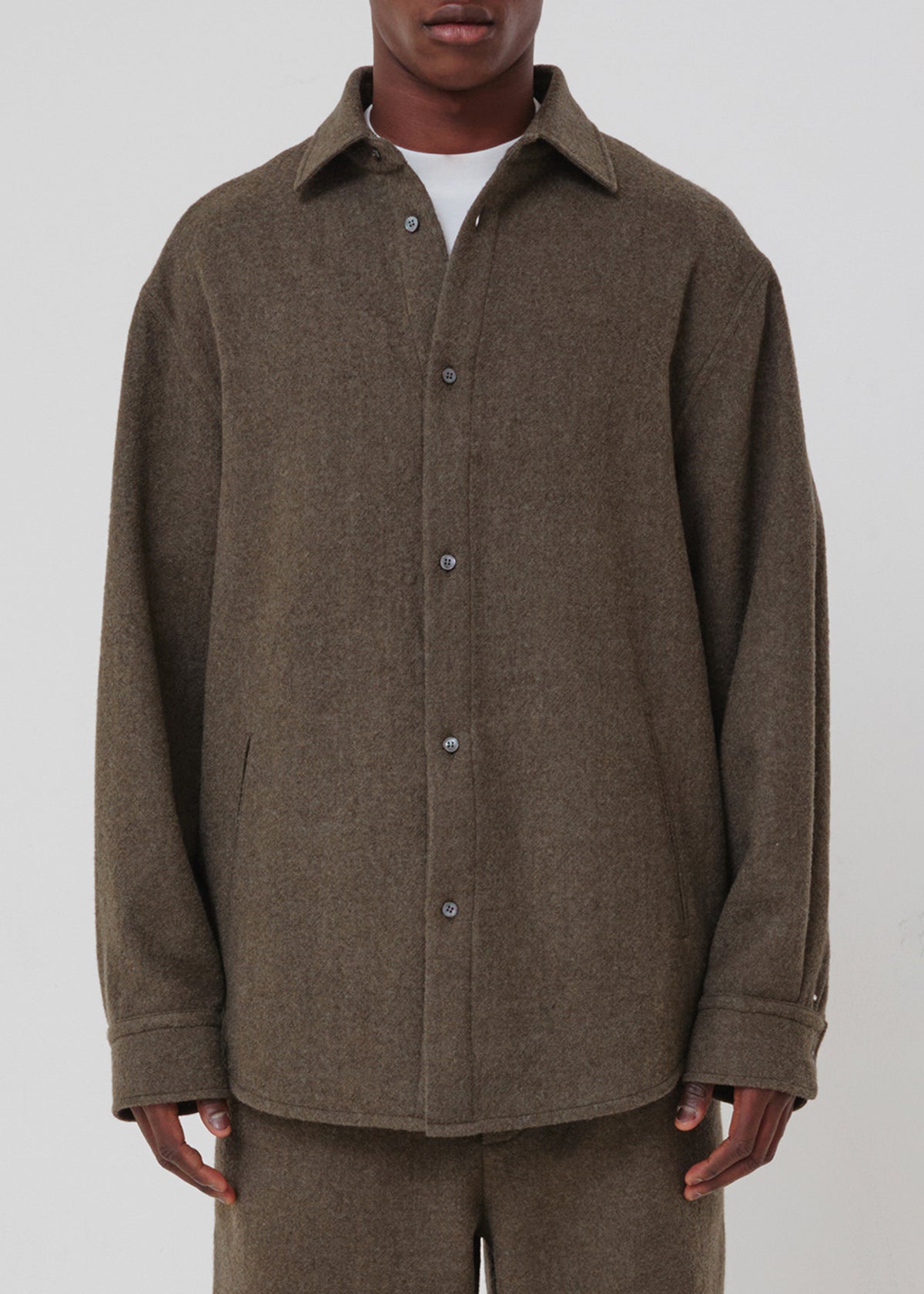 Darkpark Keanu Japanese Light Wool Shirt - Military Green - 4