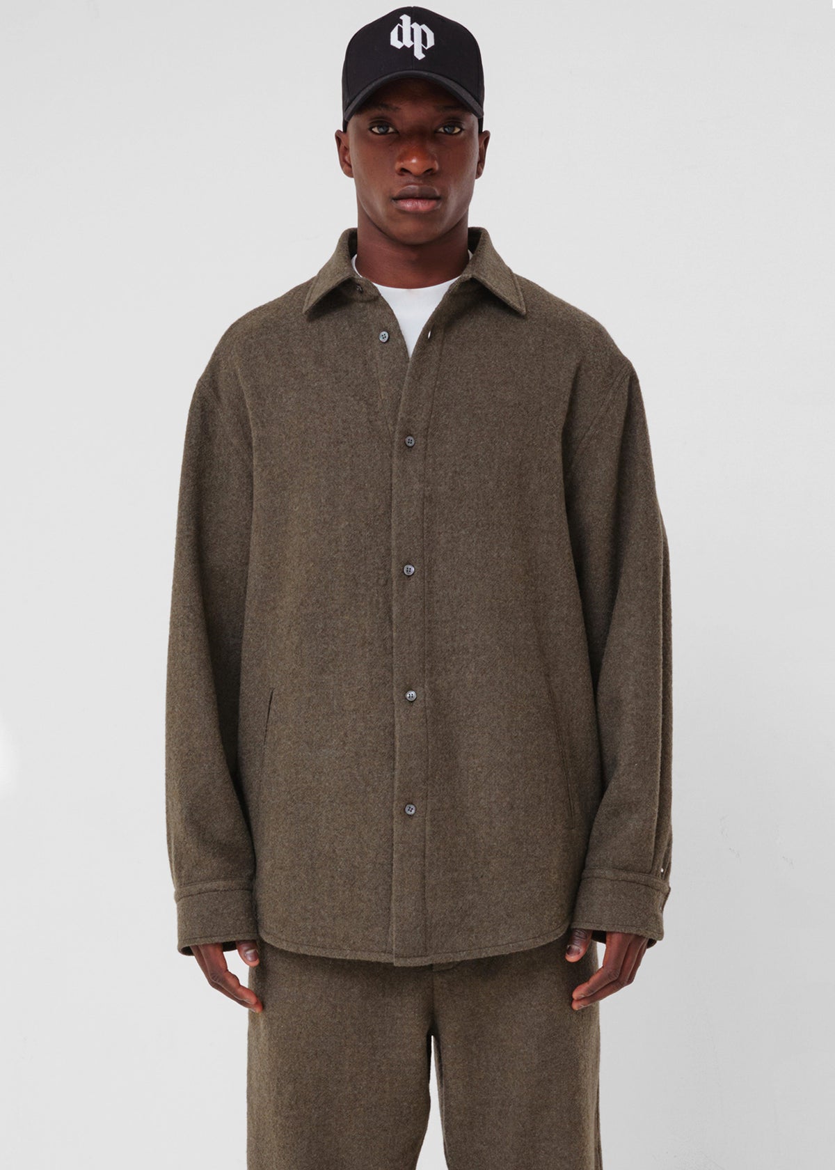 Darkpark Keanu Japanese Light Wool Shirt - Military Green - 1