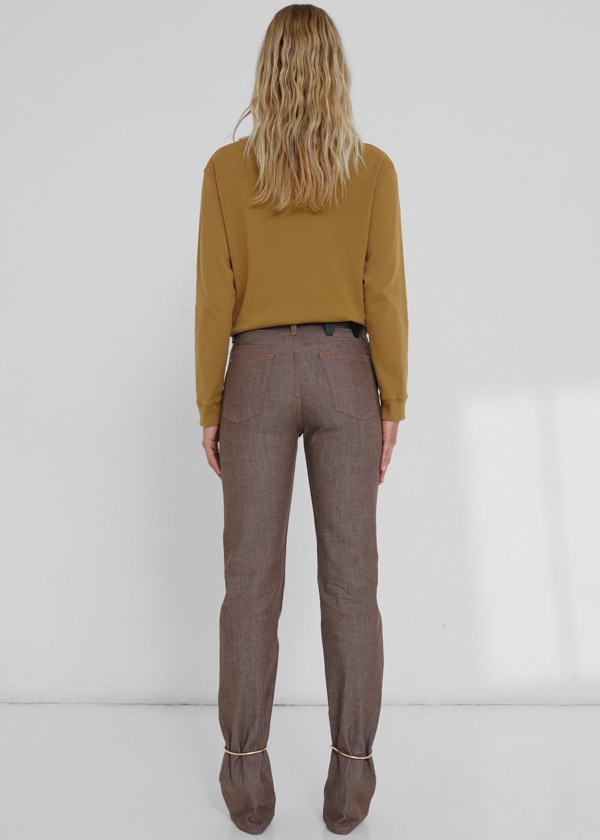 Darkpark Marion Cuff Adorned Straight Leg Fitted Denim - Brown - 3