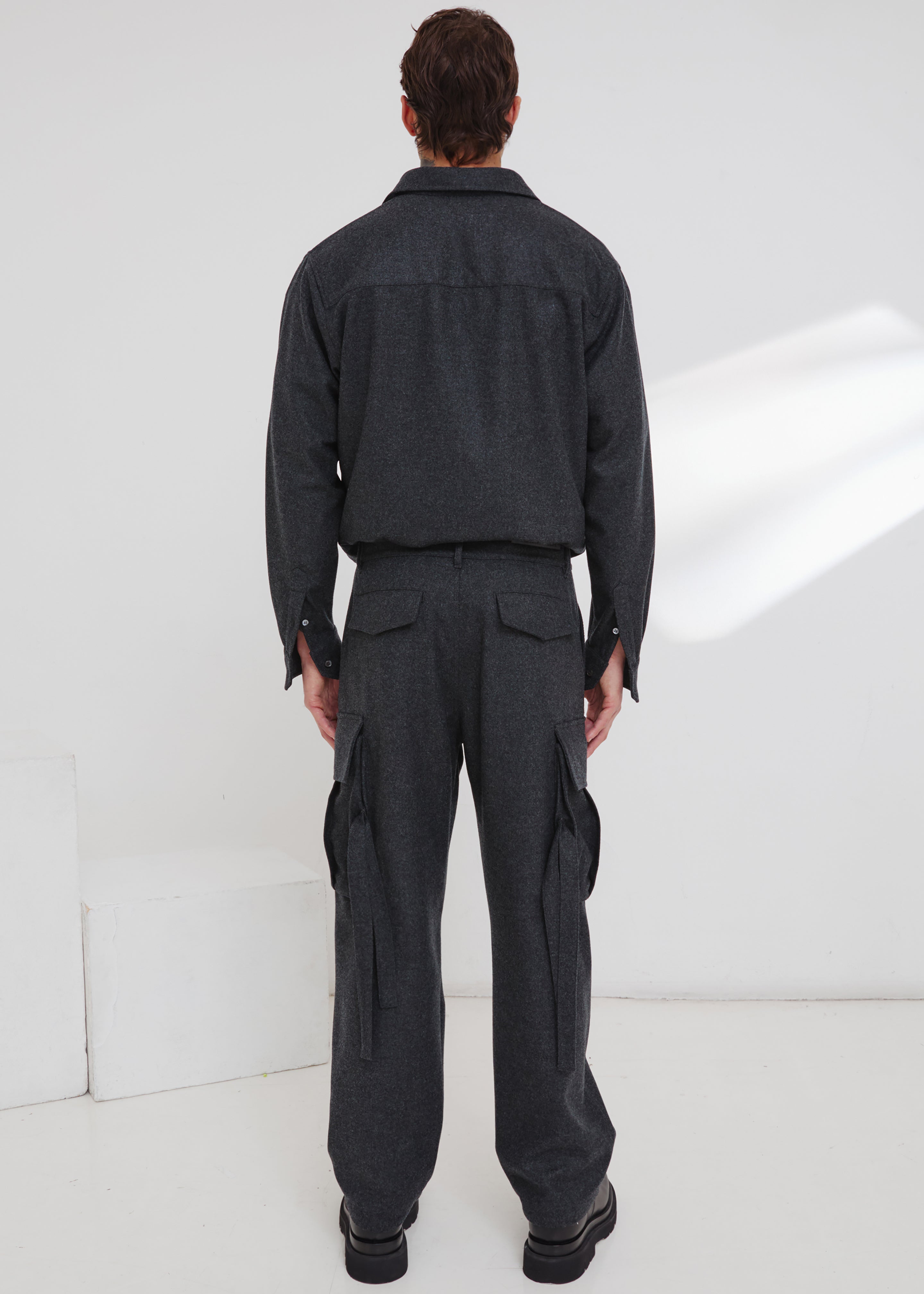 Darkpark Saint - Cargo Wool Pants - Dark Grey Melange - 5
