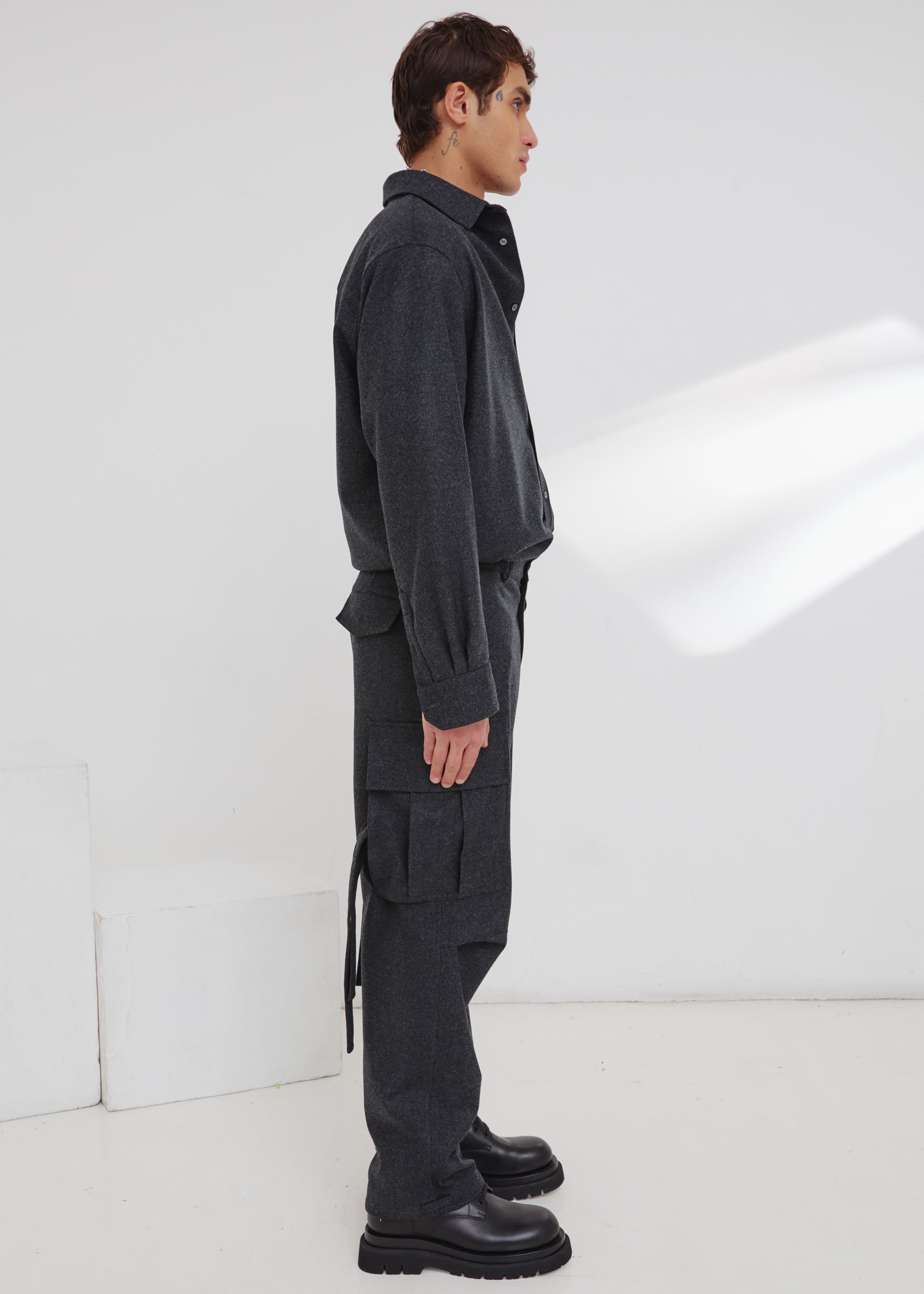 Darkpark Saint - Cargo Wool Pants - Dark Grey Melange - 4