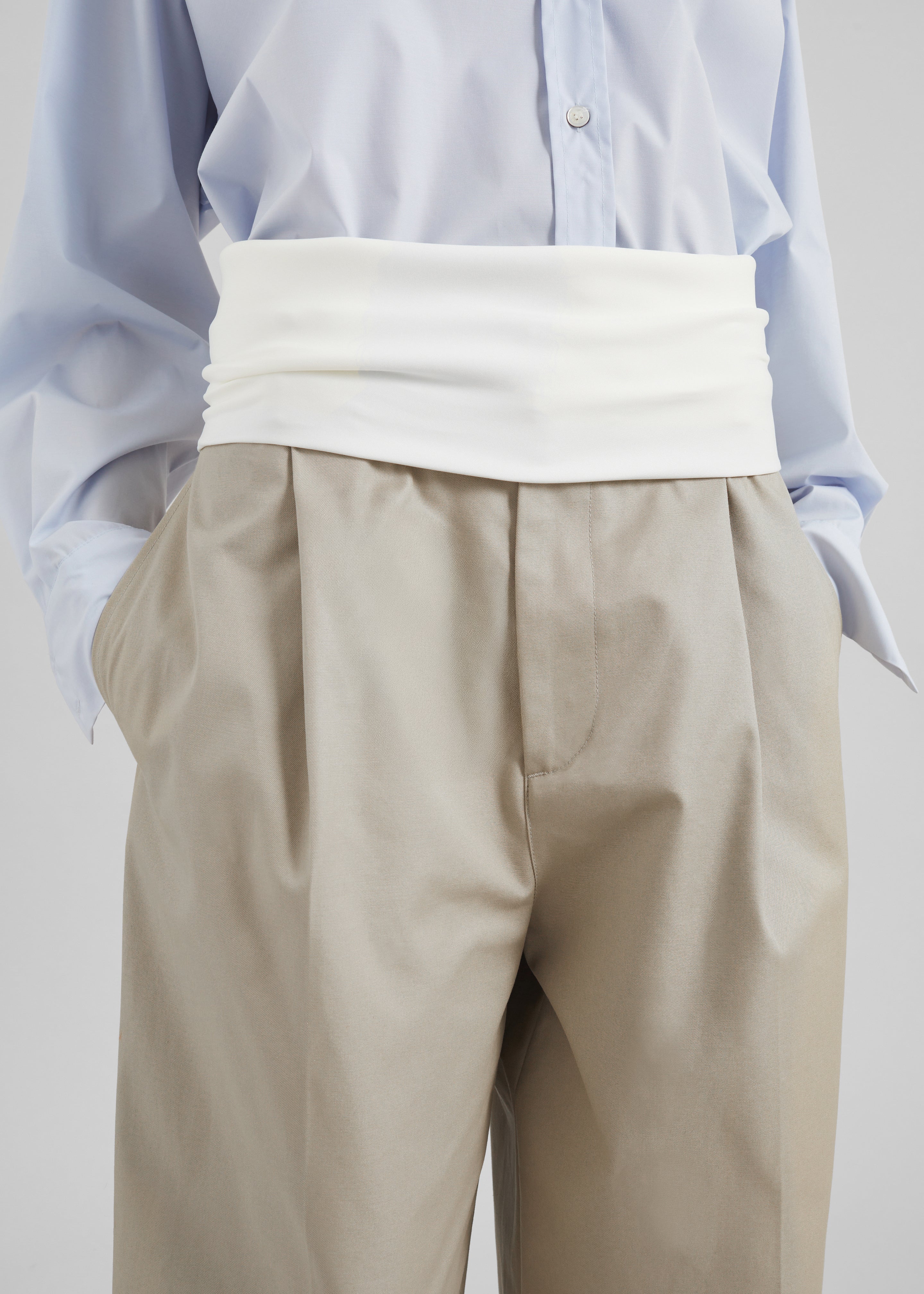 Darkpark Wendy Elastic Waist Wide-Leg Trousers - Beige - 1